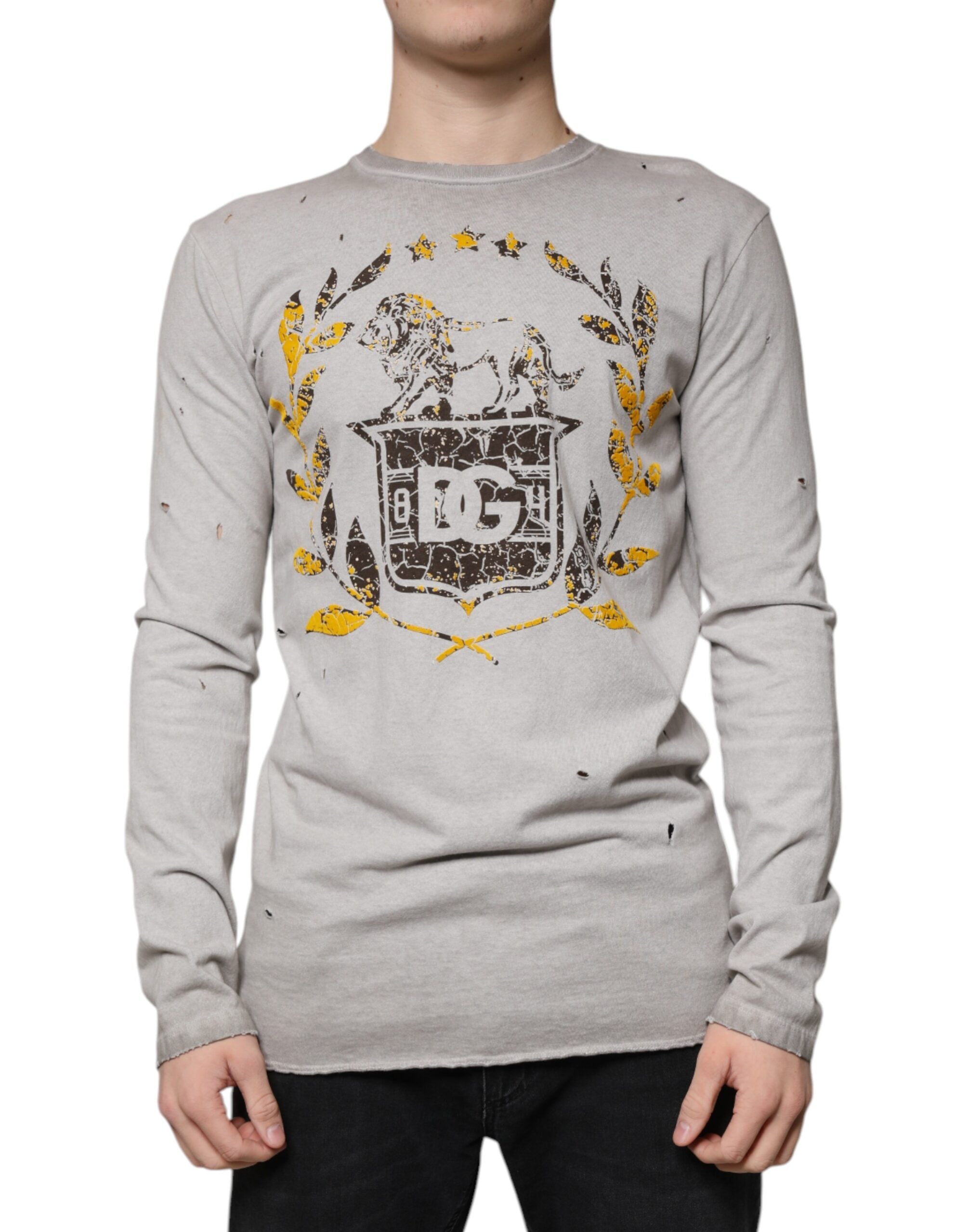 Dolce & Gabbana grey printed cotton crew neck sweater-2