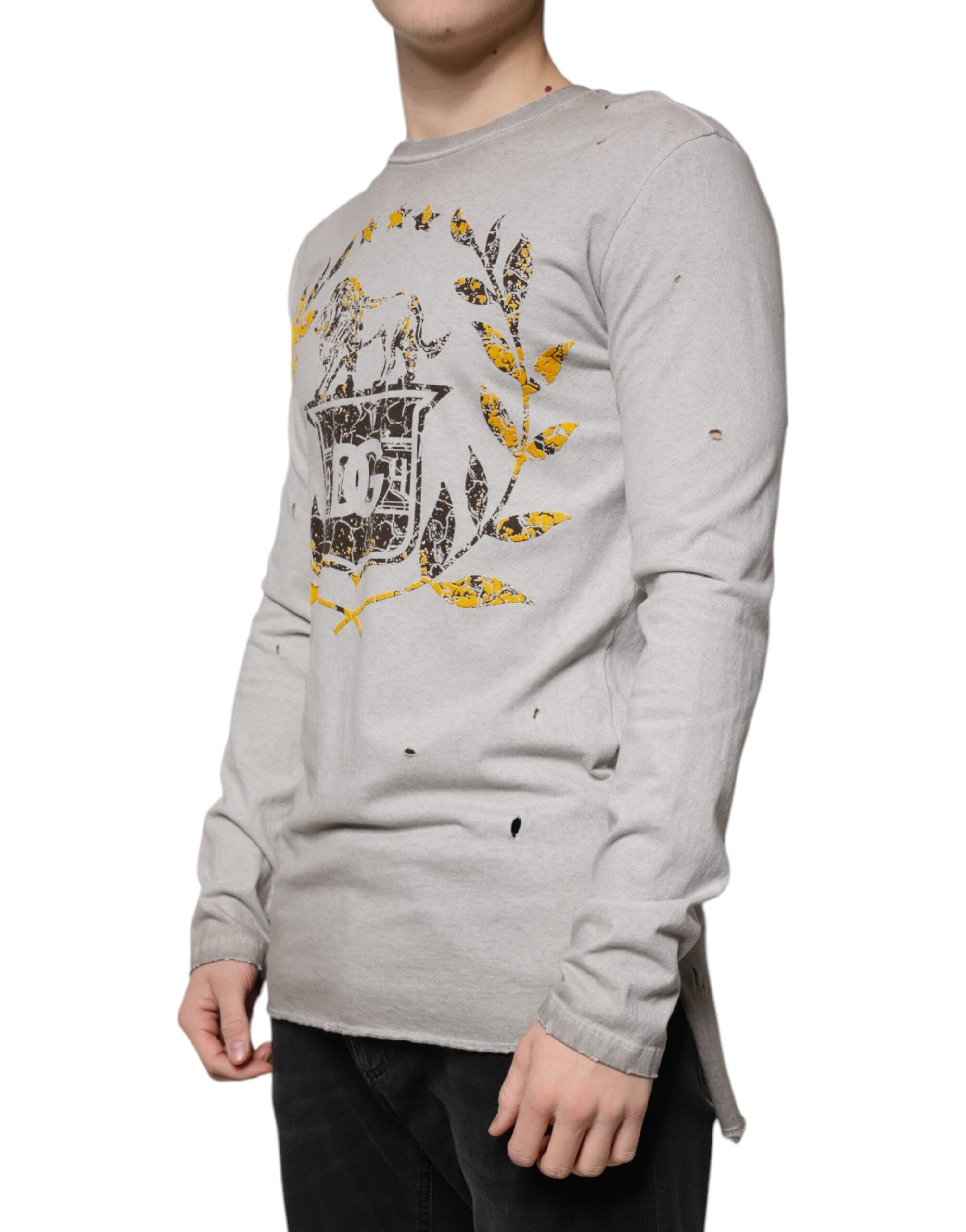 Dolce & Gabbana grey printed cotton crew neck sweater-3
