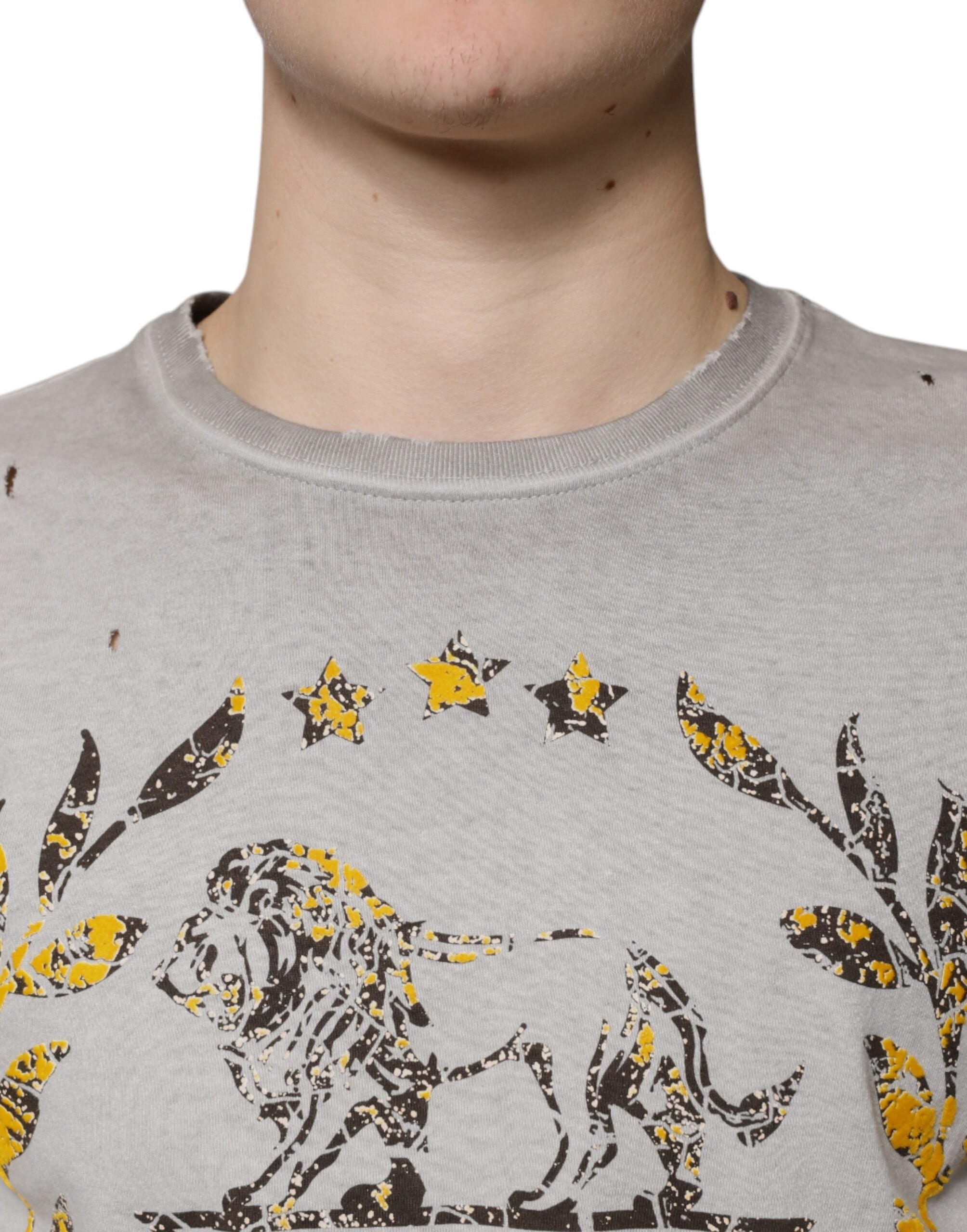 Dolce & Gabbana grey printed cotton crew neck sweater-5