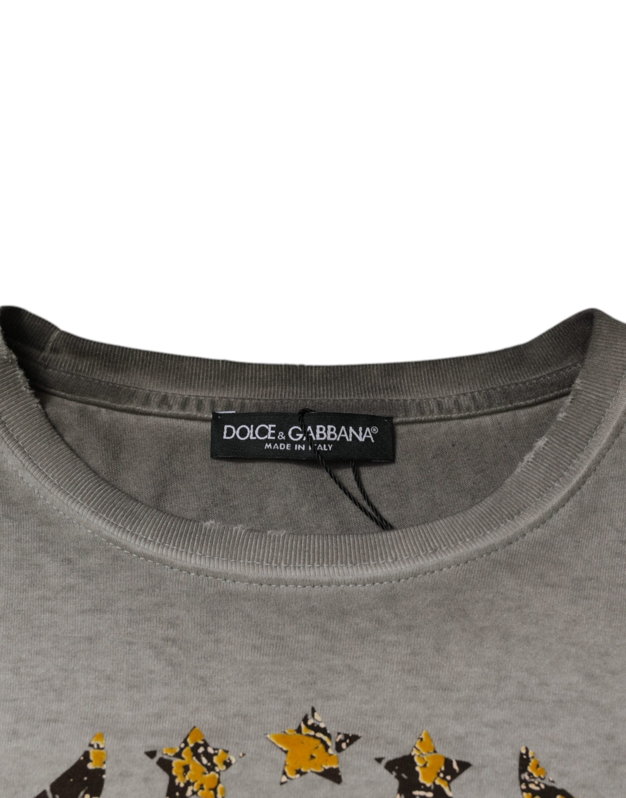Dolce & Gabbana grey printed cotton crew neck sweater-7
