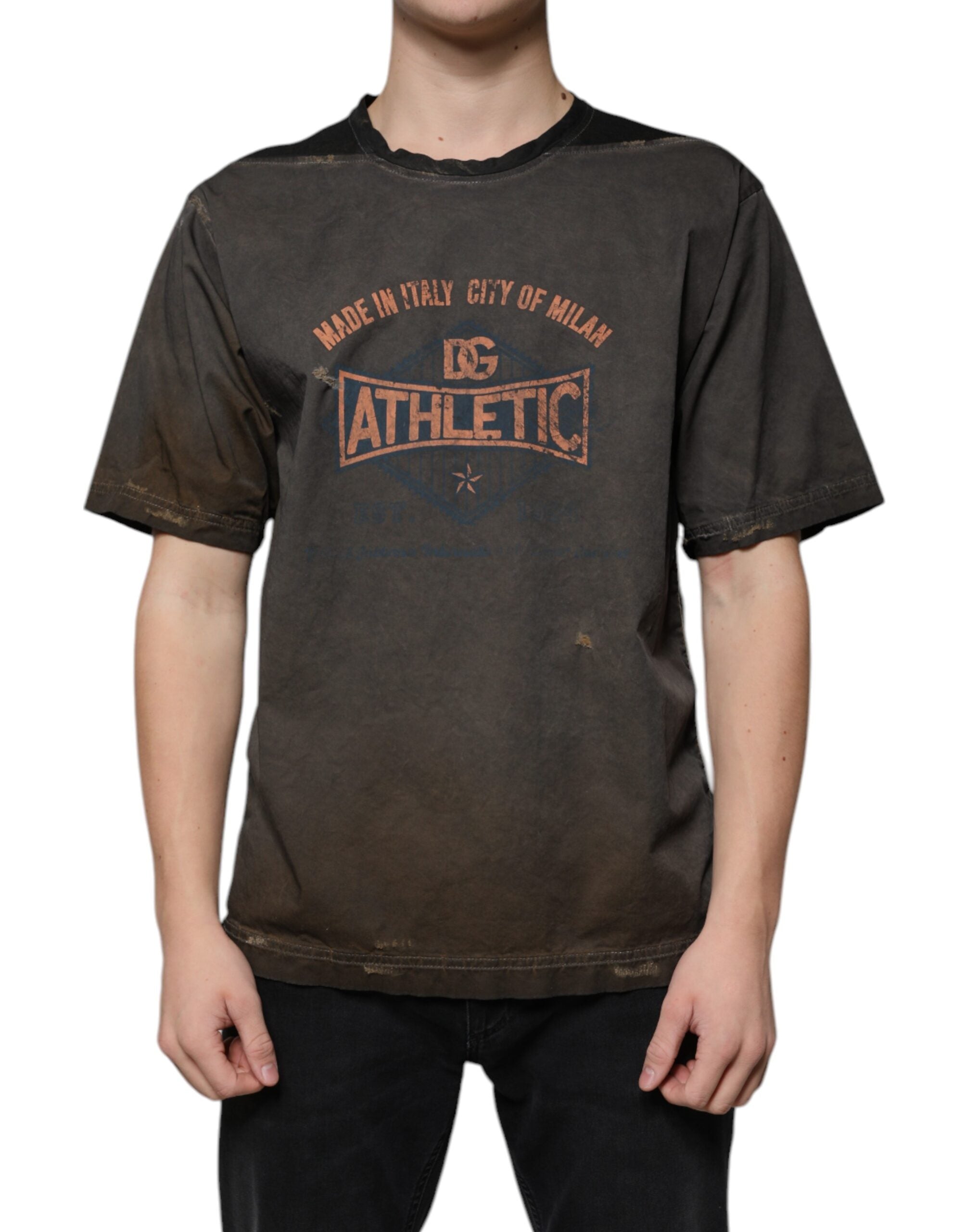 Dolce & Gabbana brown cotton crew neck t-shirt with graphic print-2