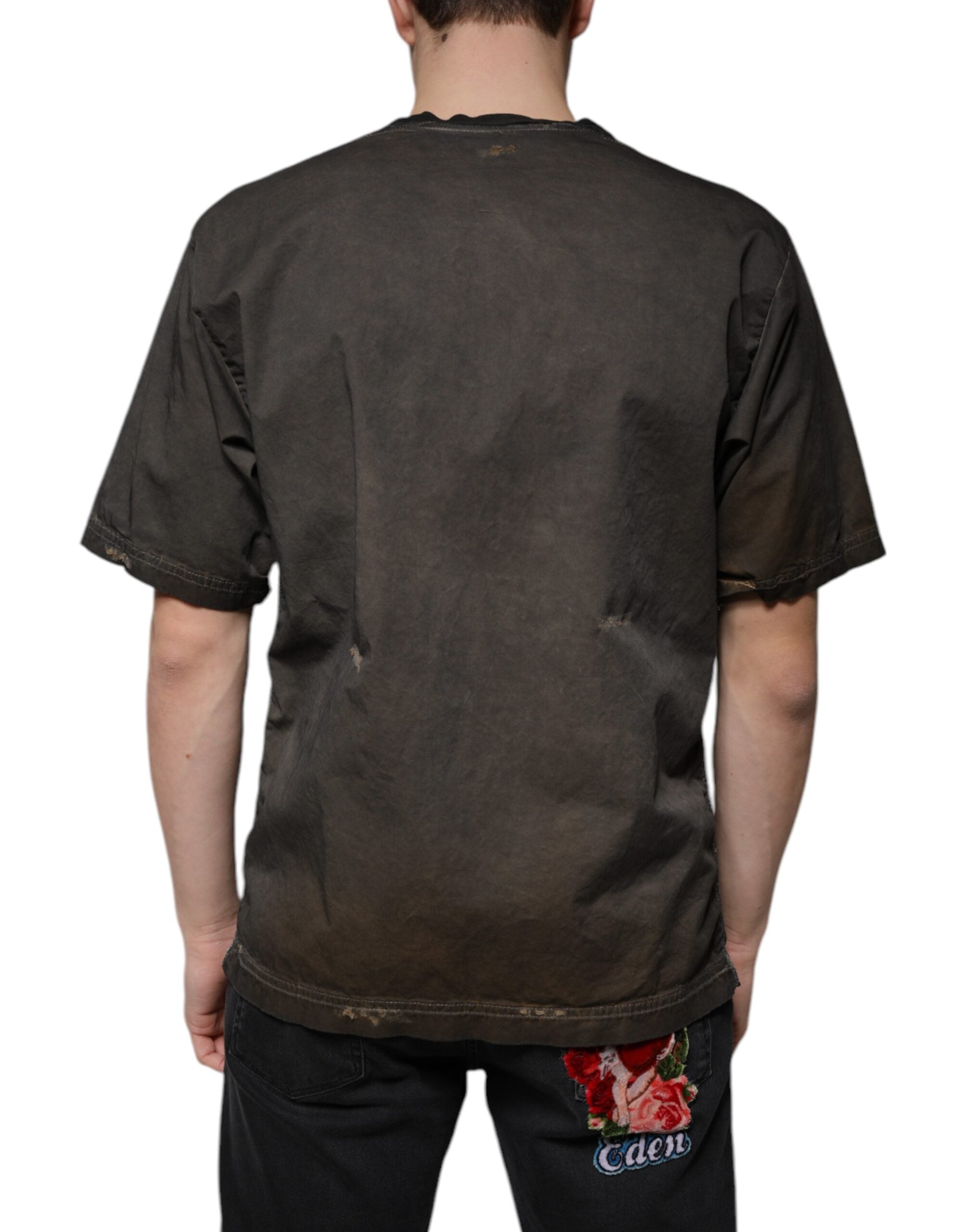 Dolce & Gabbana brown cotton crew neck t-shirt with graphic print-4