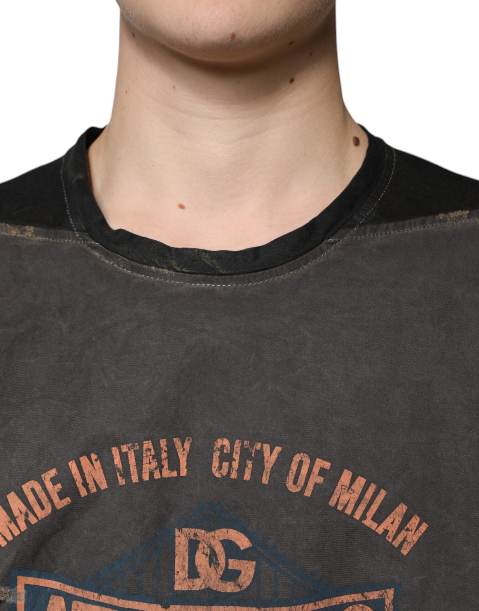 Dolce & Gabbana brown cotton crew neck t-shirt with graphic print-5