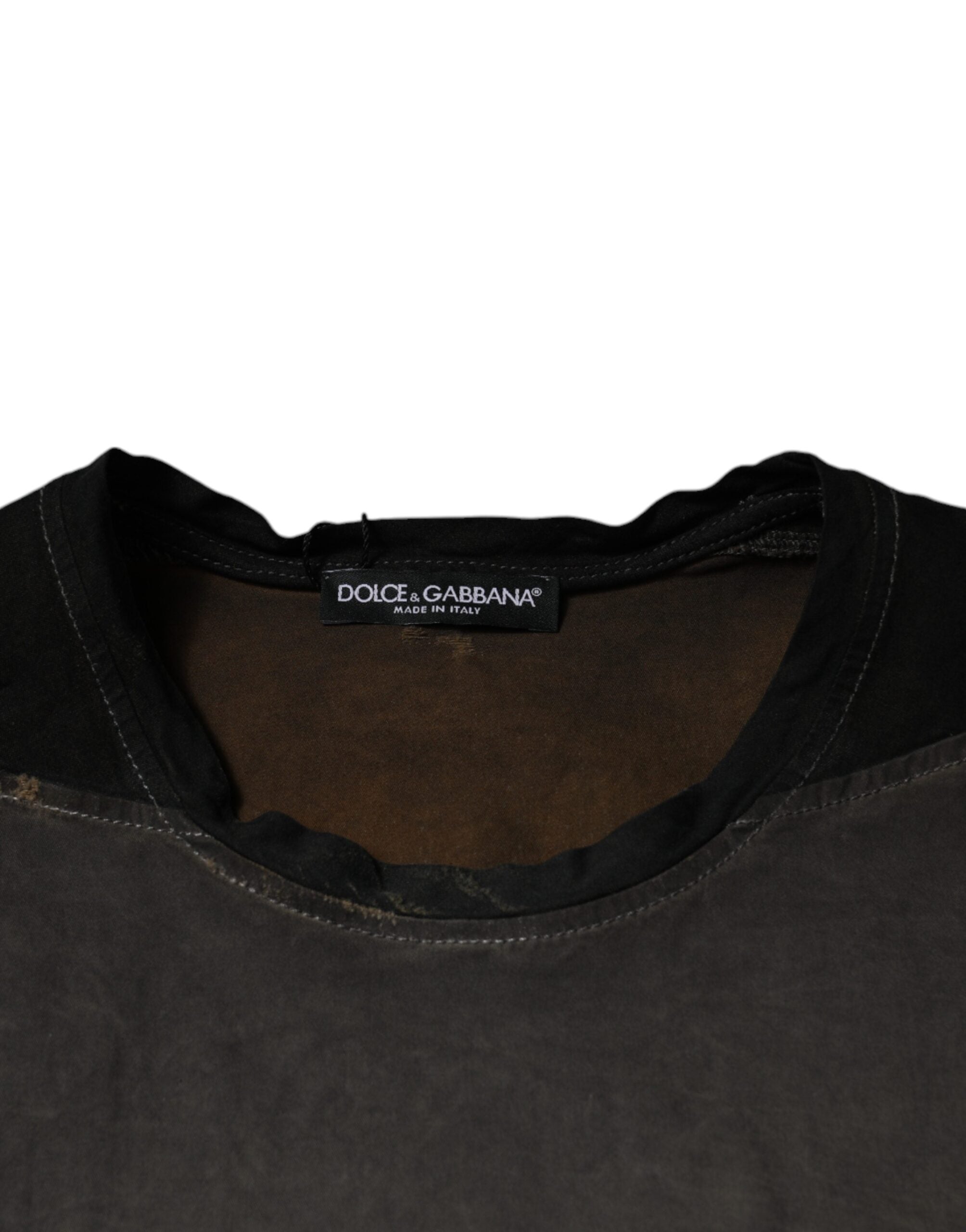 Dolce & Gabbana brown cotton crew neck t-shirt with graphic print-7
