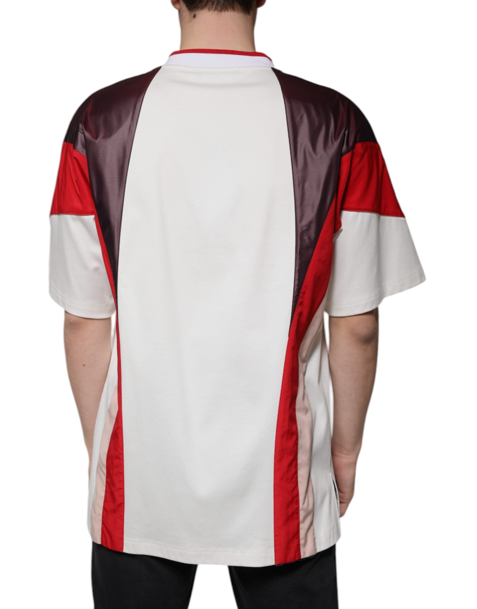 Dolce & Gabbana Multicolor Logo Jersey T-Shirt with V-neck made of cotton-4