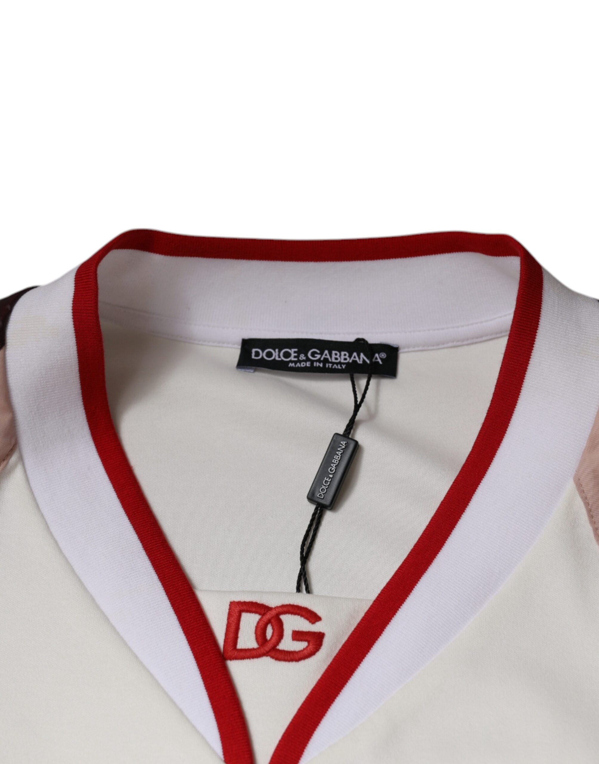 Dolce & Gabbana Multicolor Logo Jersey T-Shirt with V-neck made of cotton-7