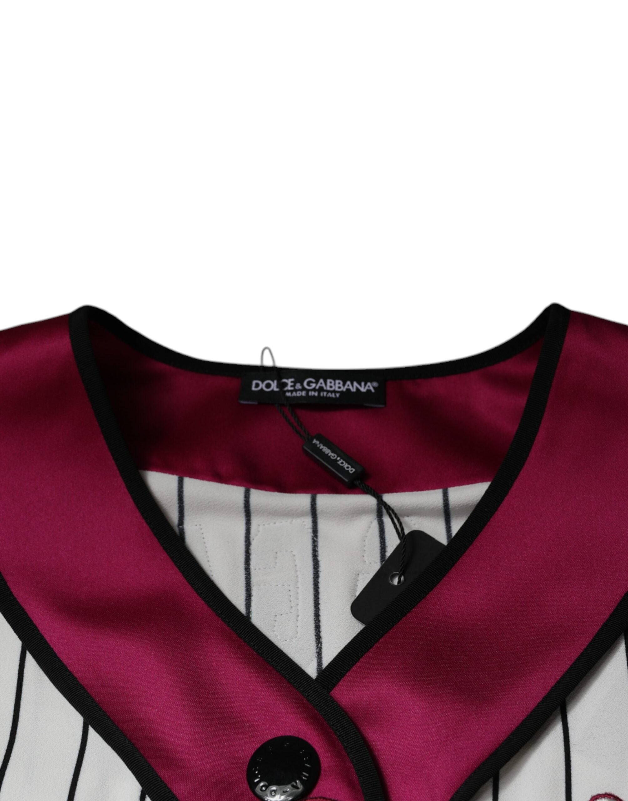 Camiseta de cuello en V de jersey con logotipo multicolor de Dolce & Gabbana-7