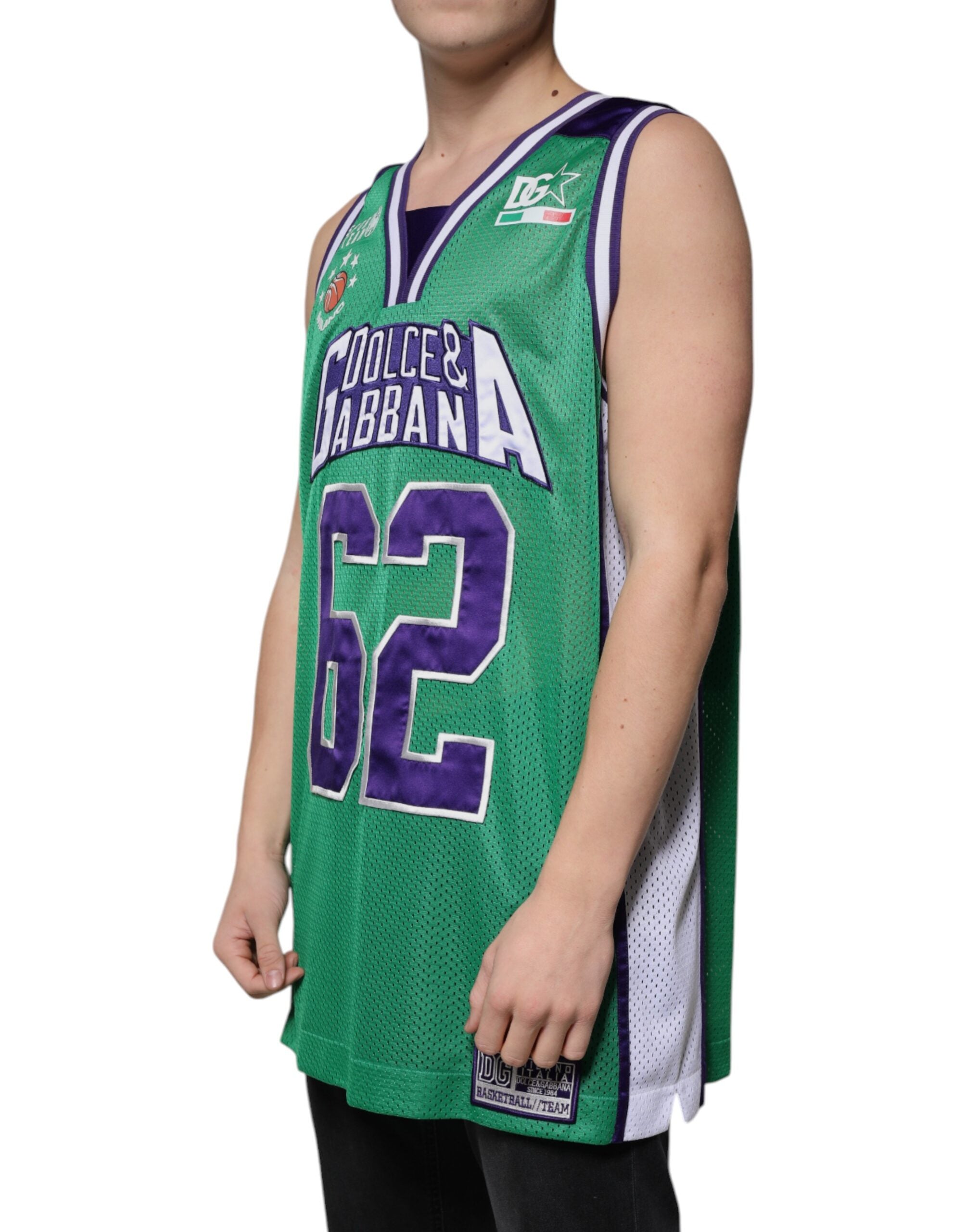 Dolce & Gabbana Green sleeveless T-shirt in polyester jersey-3