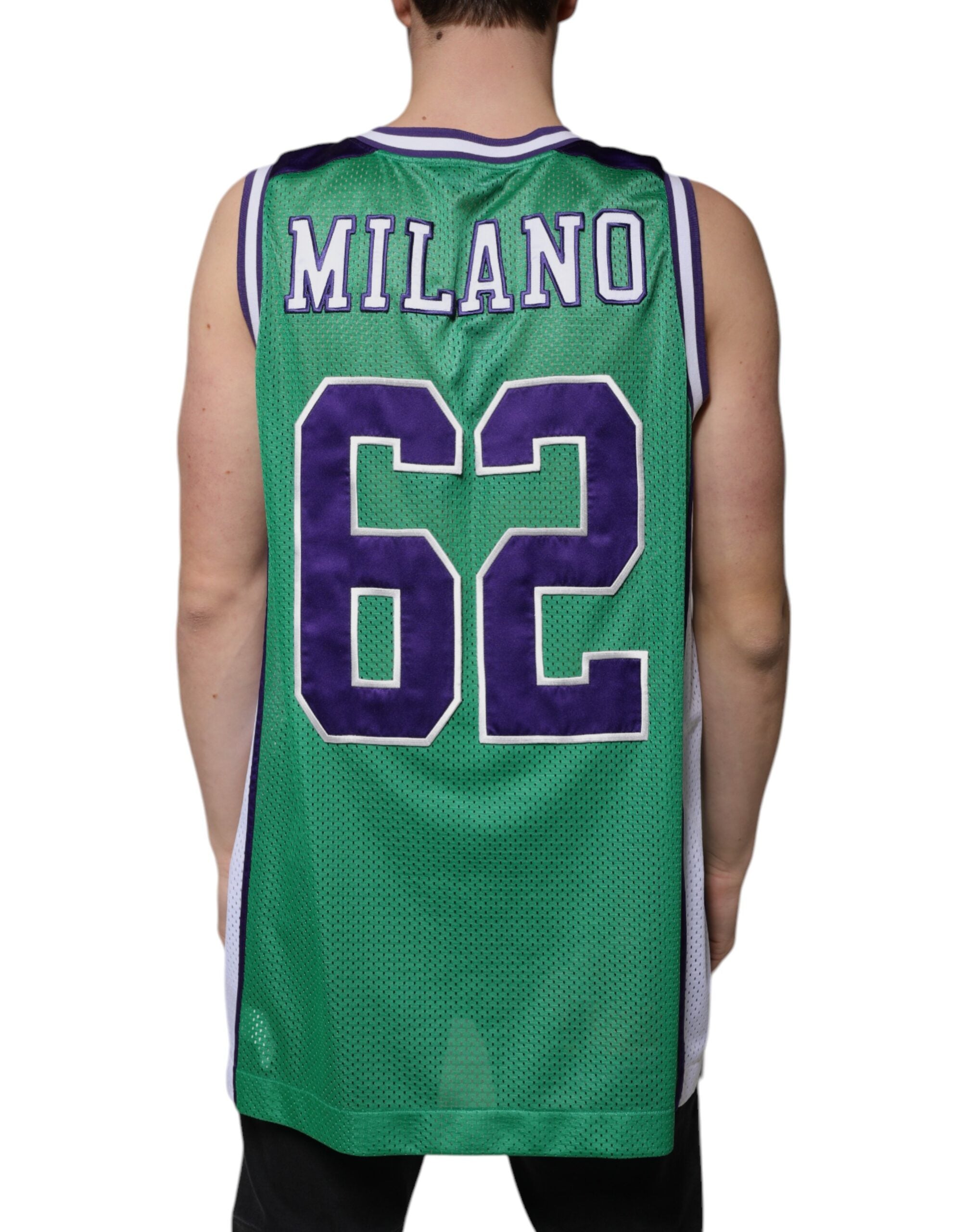 Dolce & Gabbana Green sleeveless T-shirt in polyester jersey-4