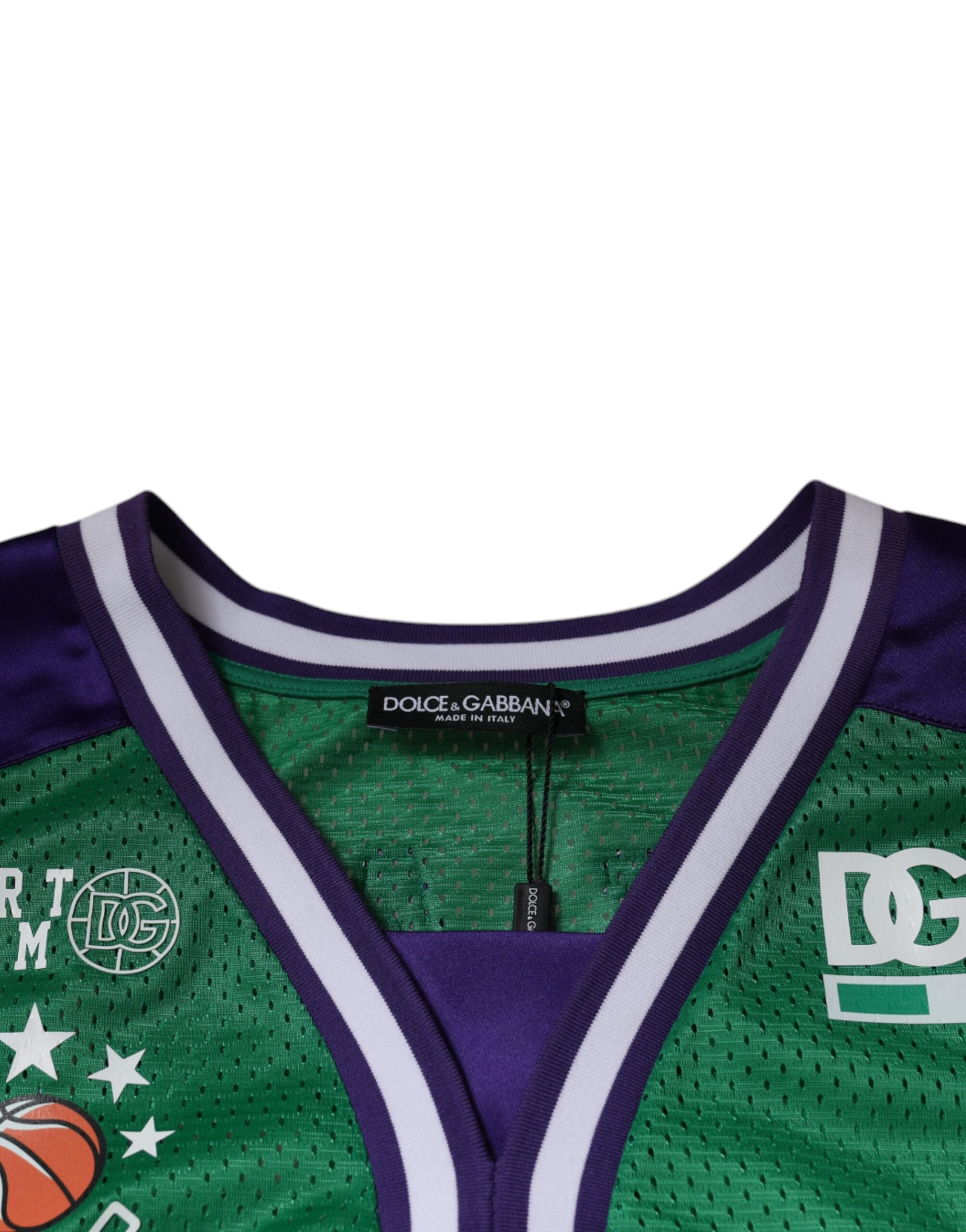 Dolce & Gabbana Green sleeveless T-shirt in polyester jersey-6