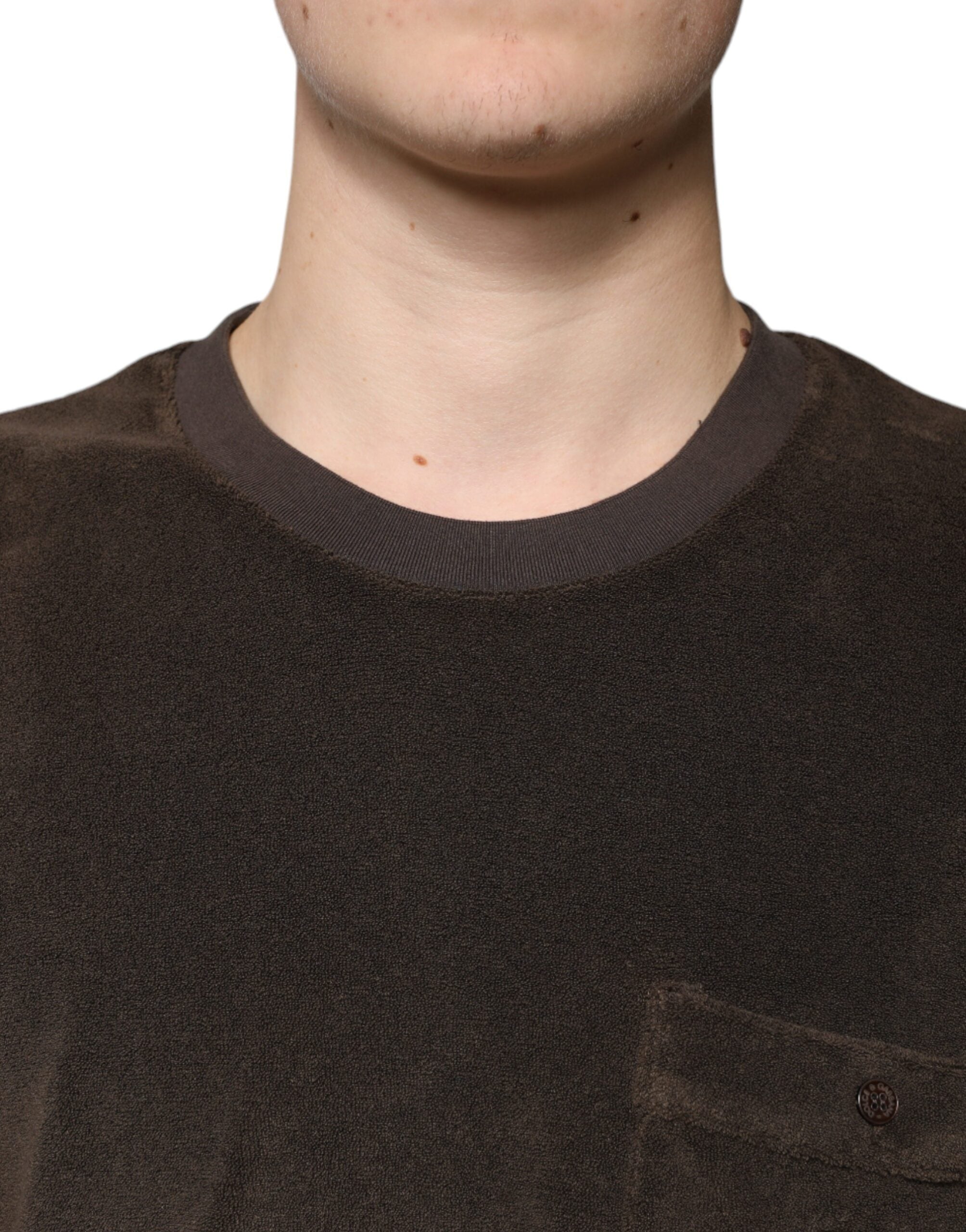 Dolce & Gabbana brown cotton T-shirt with round neck and short sleeves-5