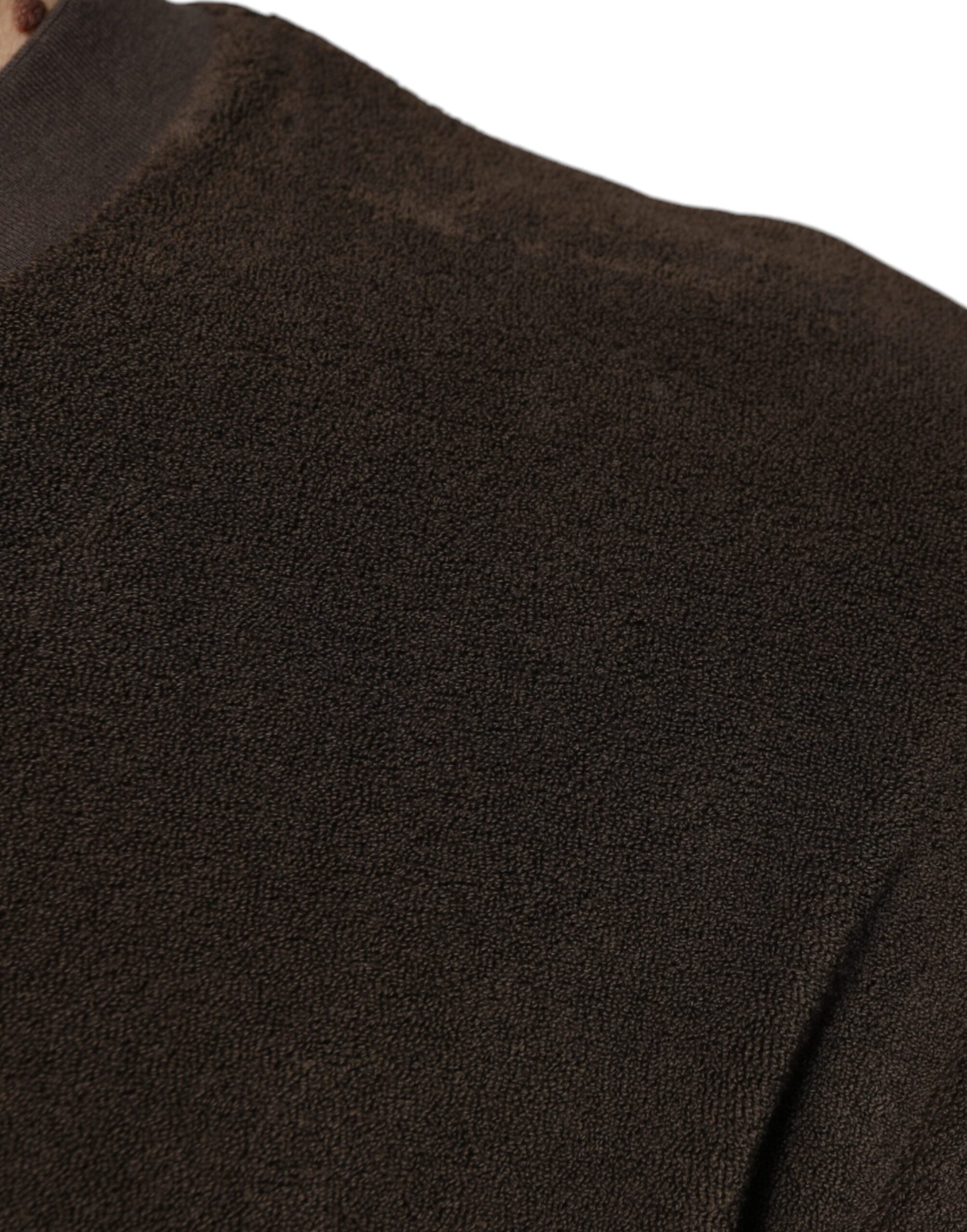 Dolce & Gabbana brown cotton T-shirt with round neck and short sleeves-6