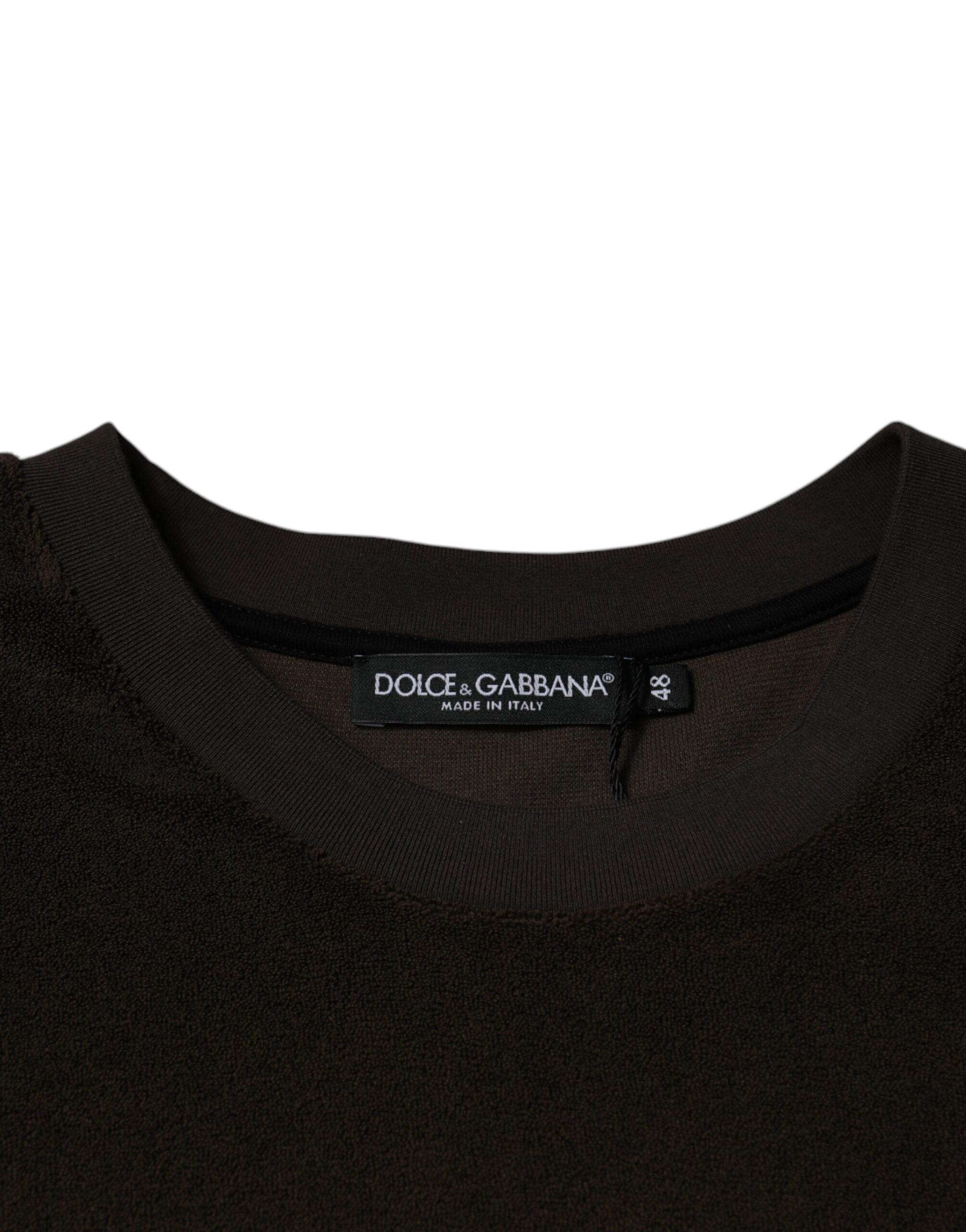 Dolce & Gabbana brown cotton T-shirt with round neck and short sleeves-7