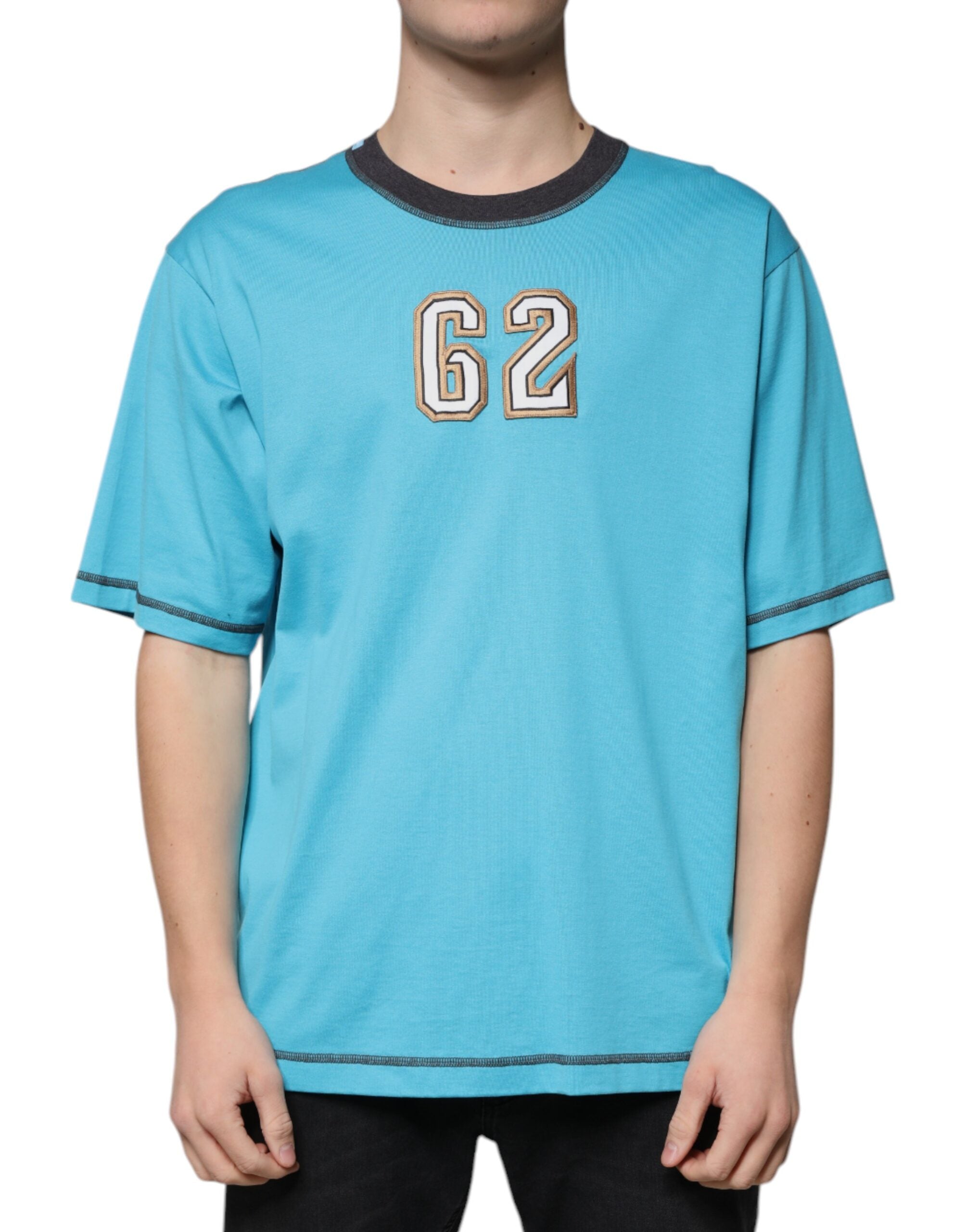 Dolce & Gabbana blue logo T-shirt with round neck and short sleeves-1