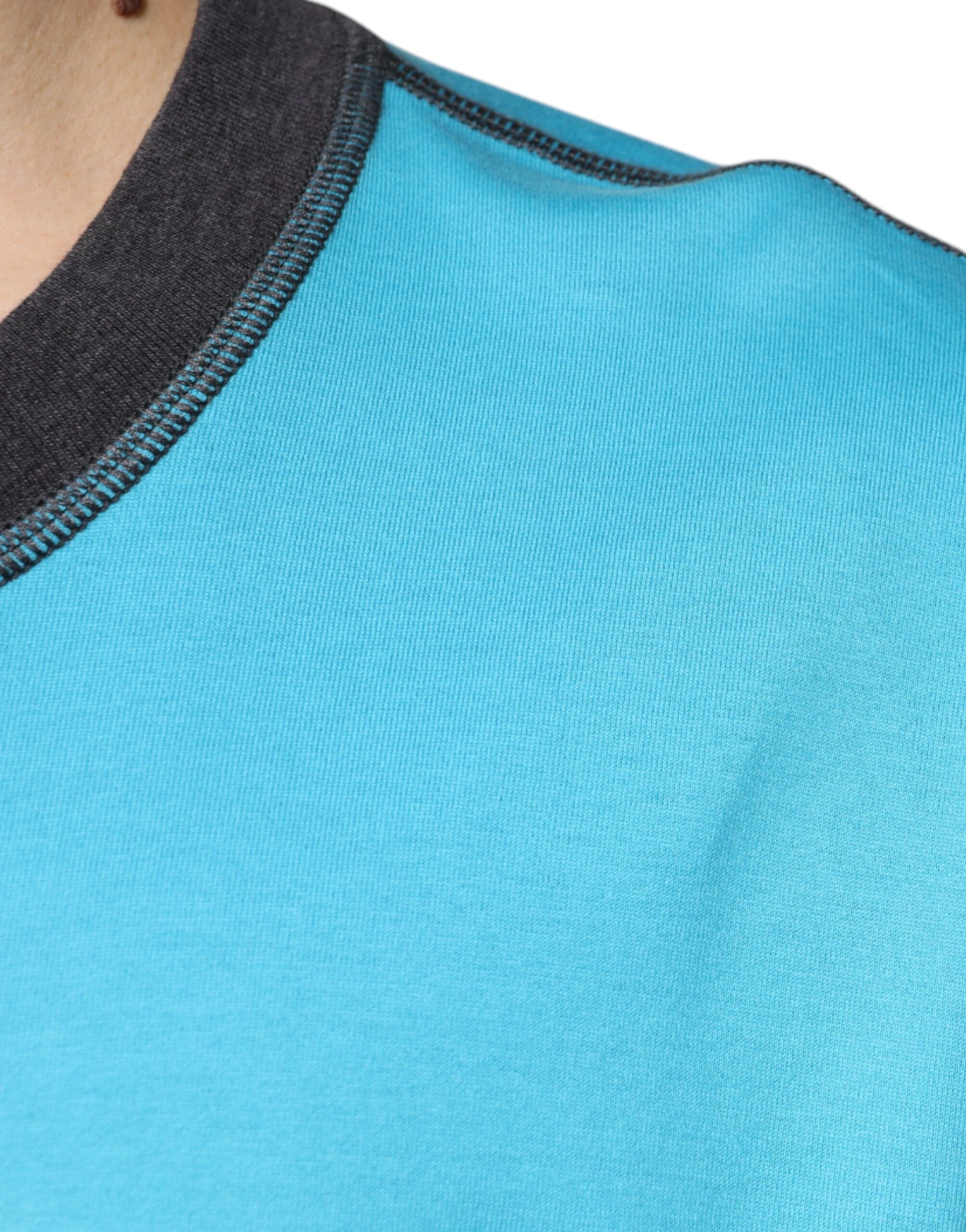 Dolce & Gabbana blue logo T-shirt with round neck and short sleeves-6