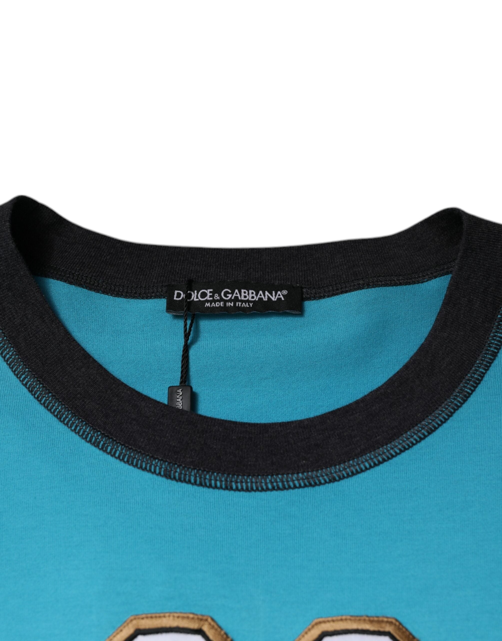 Dolce & Gabbana blue logo T-shirt with round neck and short sleeves-7