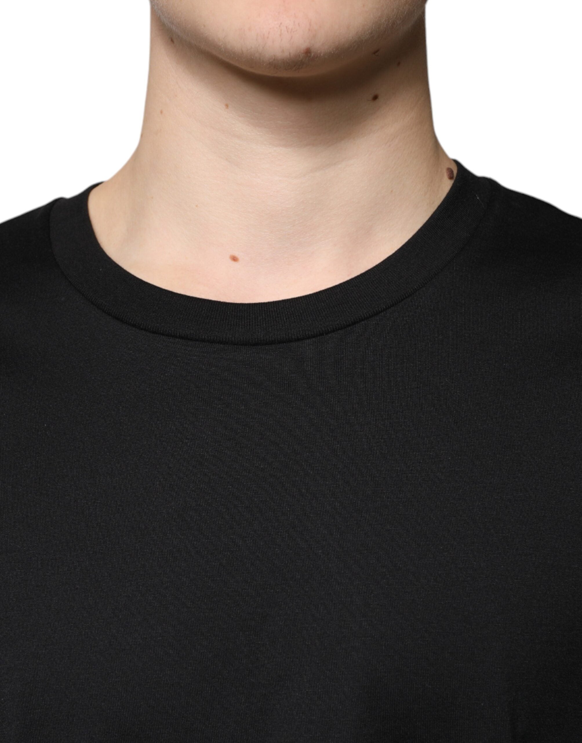 Dolce & Gabbana black cotton T-shirt with round neck and short sleeves-5