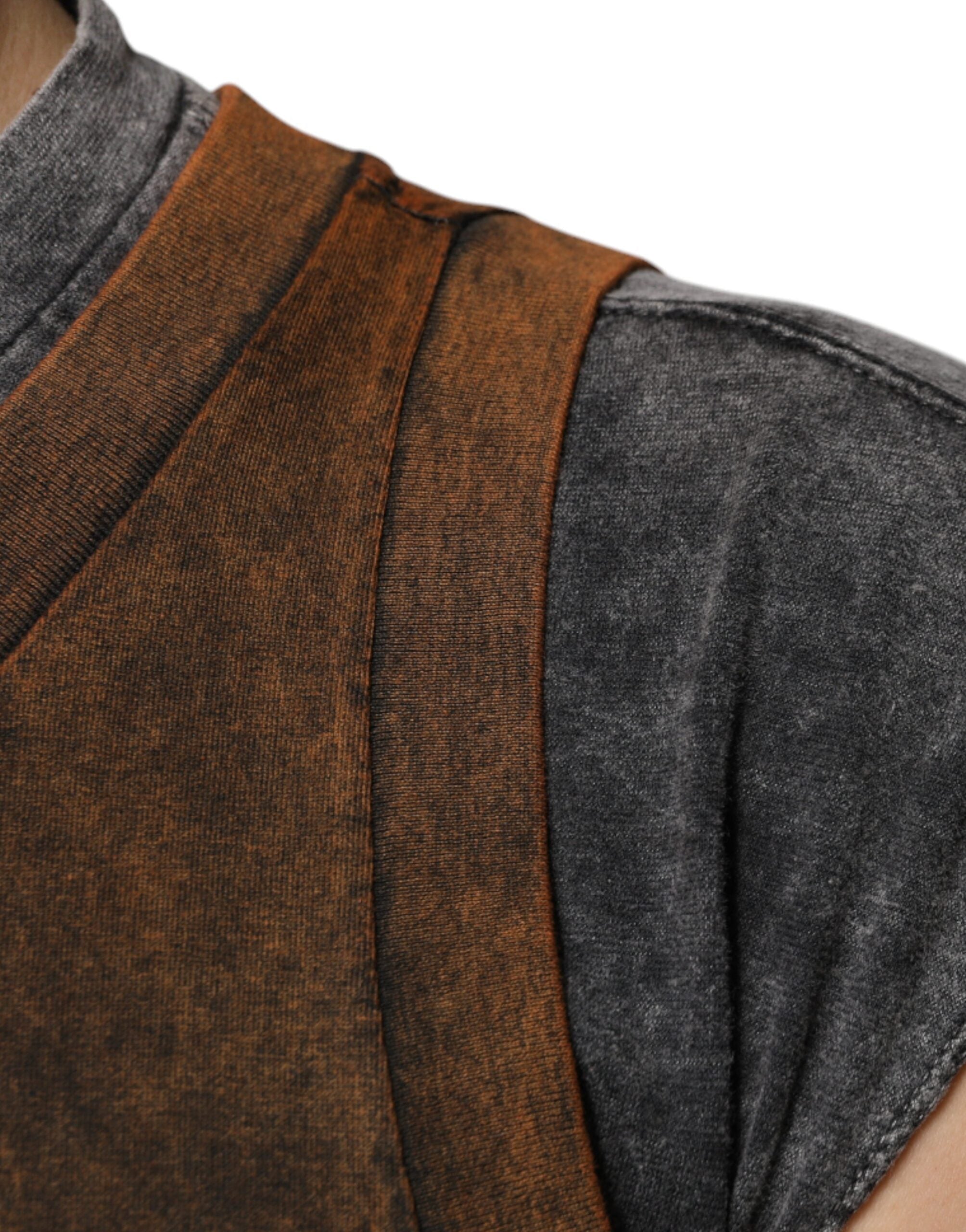 Dolce & Gabbana brown cotton T-shirt with round neck and no sleeves-6