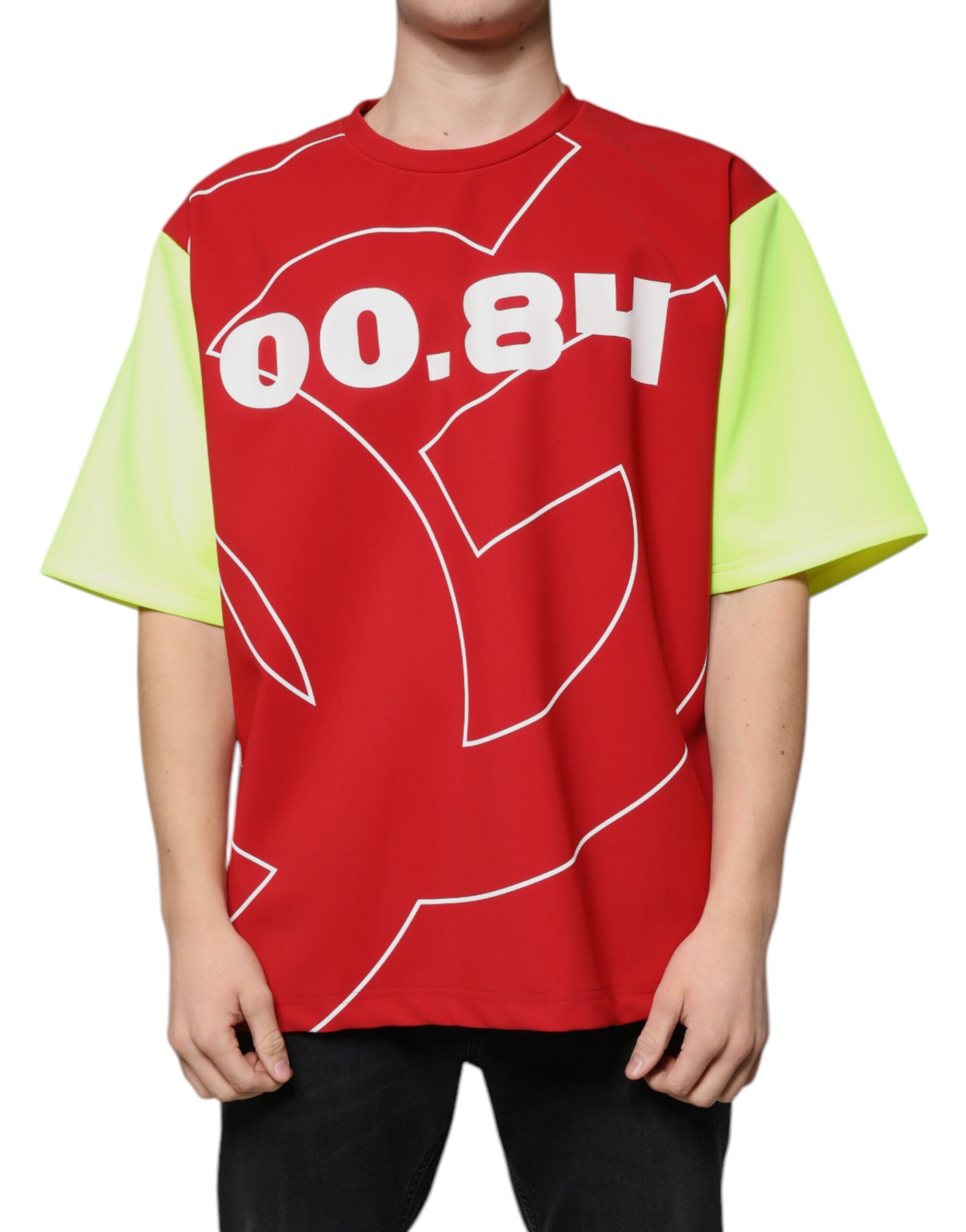Dolce & Gabbana Multicolor Logo Cotton Men's T-Shirt with Crew Neck-1
