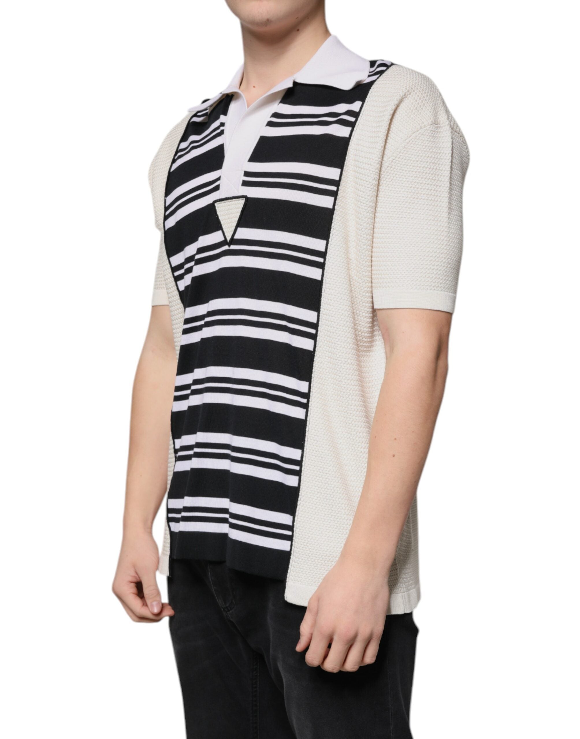 Polo de rayas multicolor con cuello de Dolce & Gabbana-3