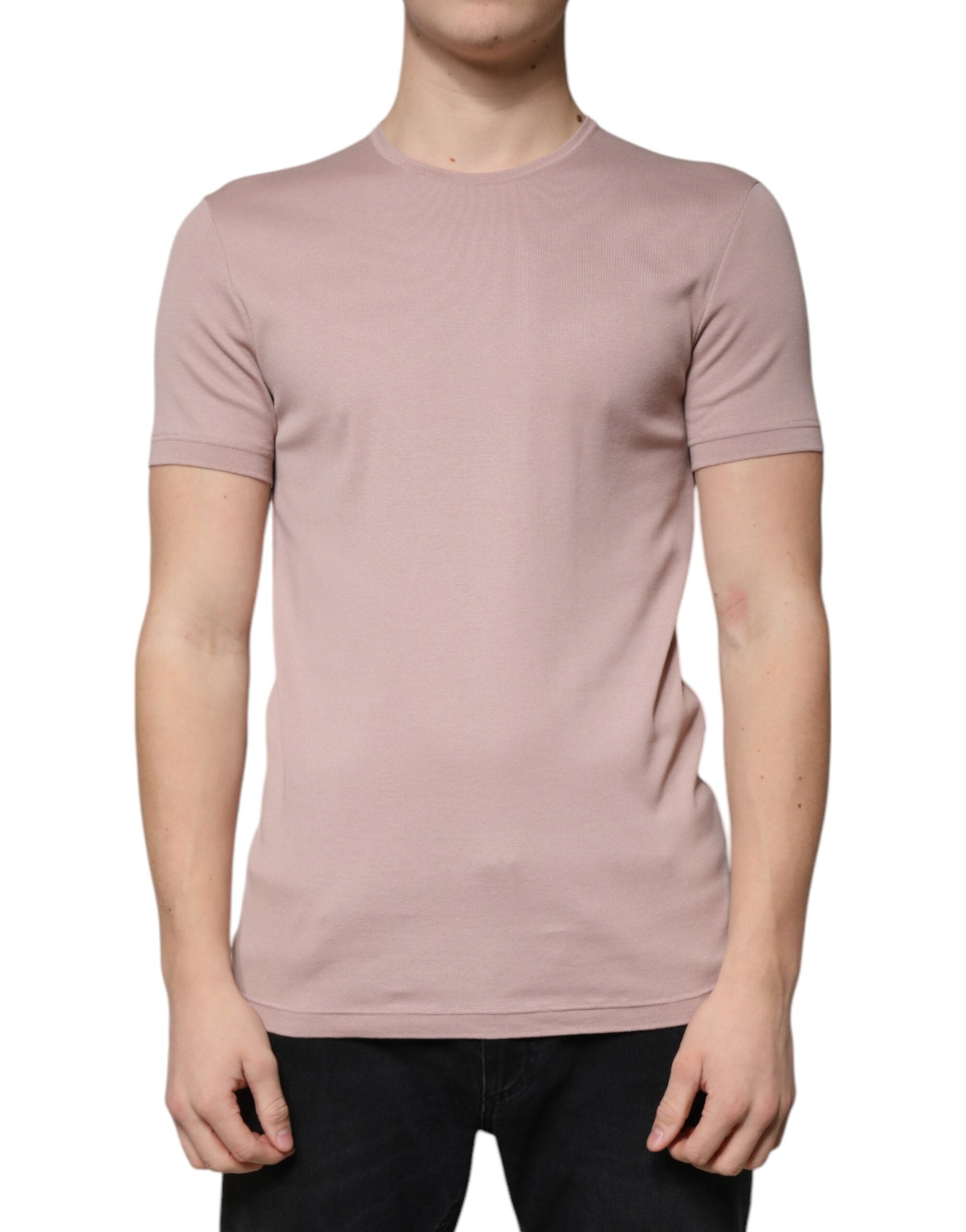 Camiseta de algodón marrón de manga corta y cuello redondo de Dolce & Gabbana-2