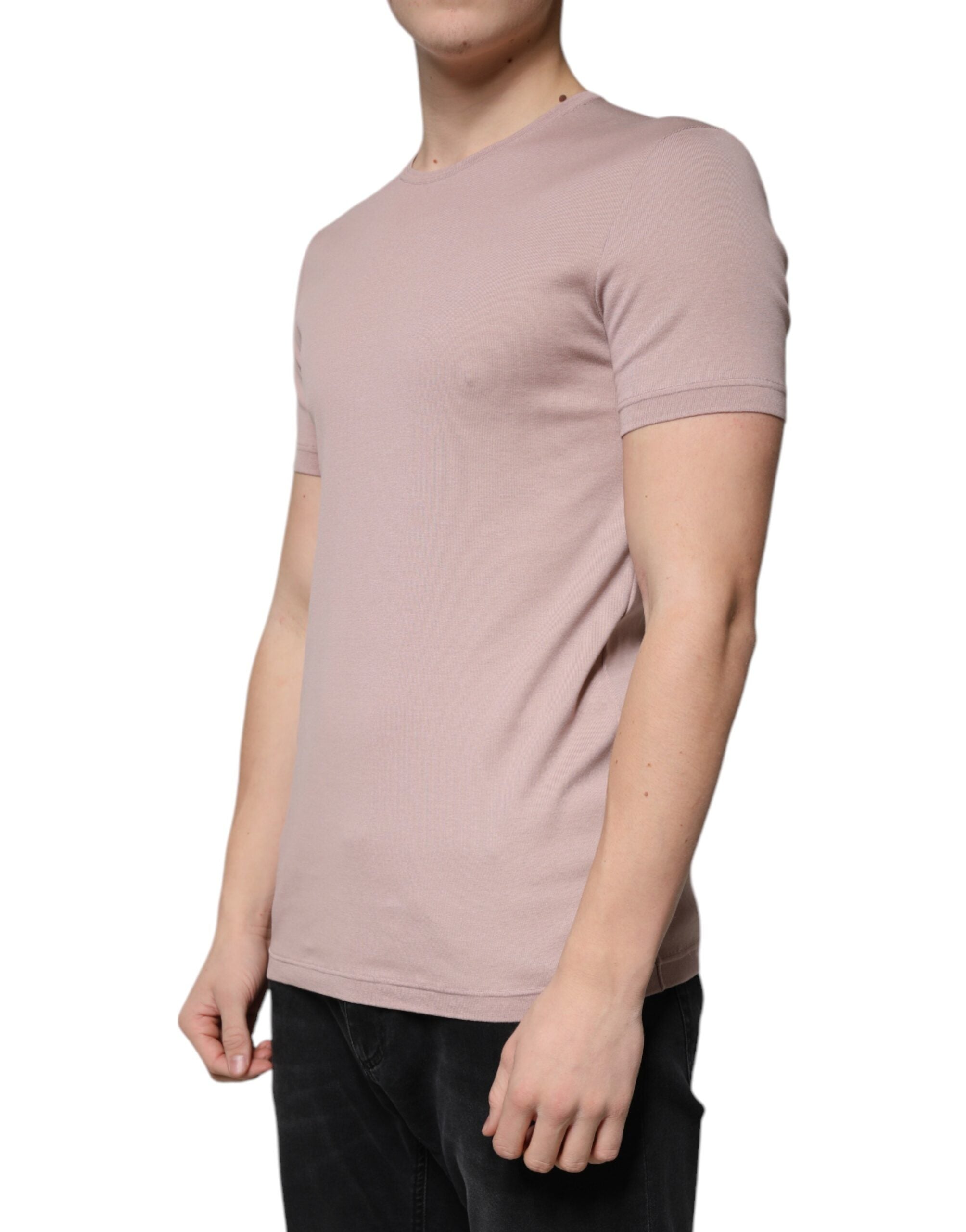 Camiseta de algodón marrón de manga corta y cuello redondo de Dolce & Gabbana-3
