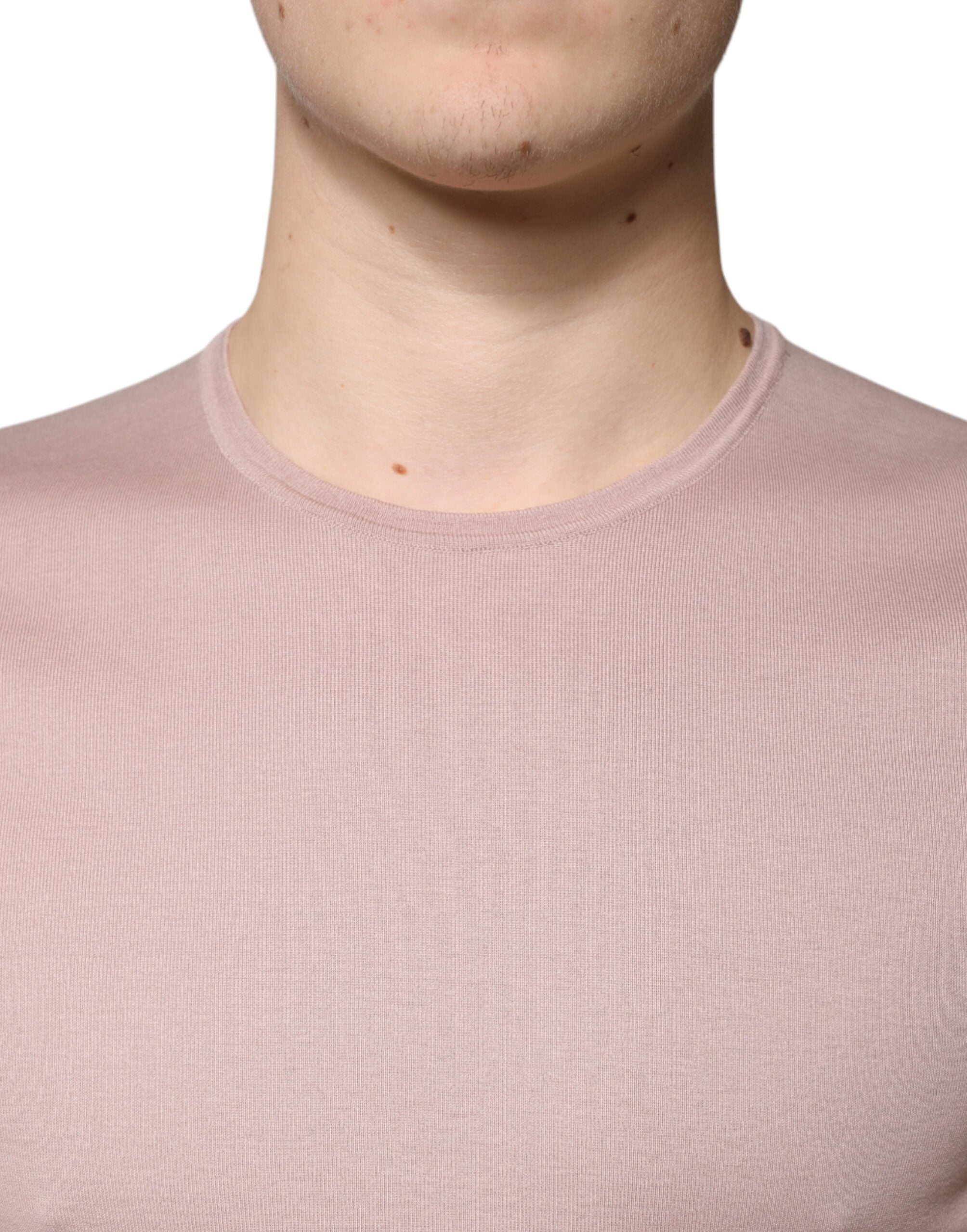 Camiseta de algodón marrón de manga corta y cuello redondo de Dolce & Gabbana-5
