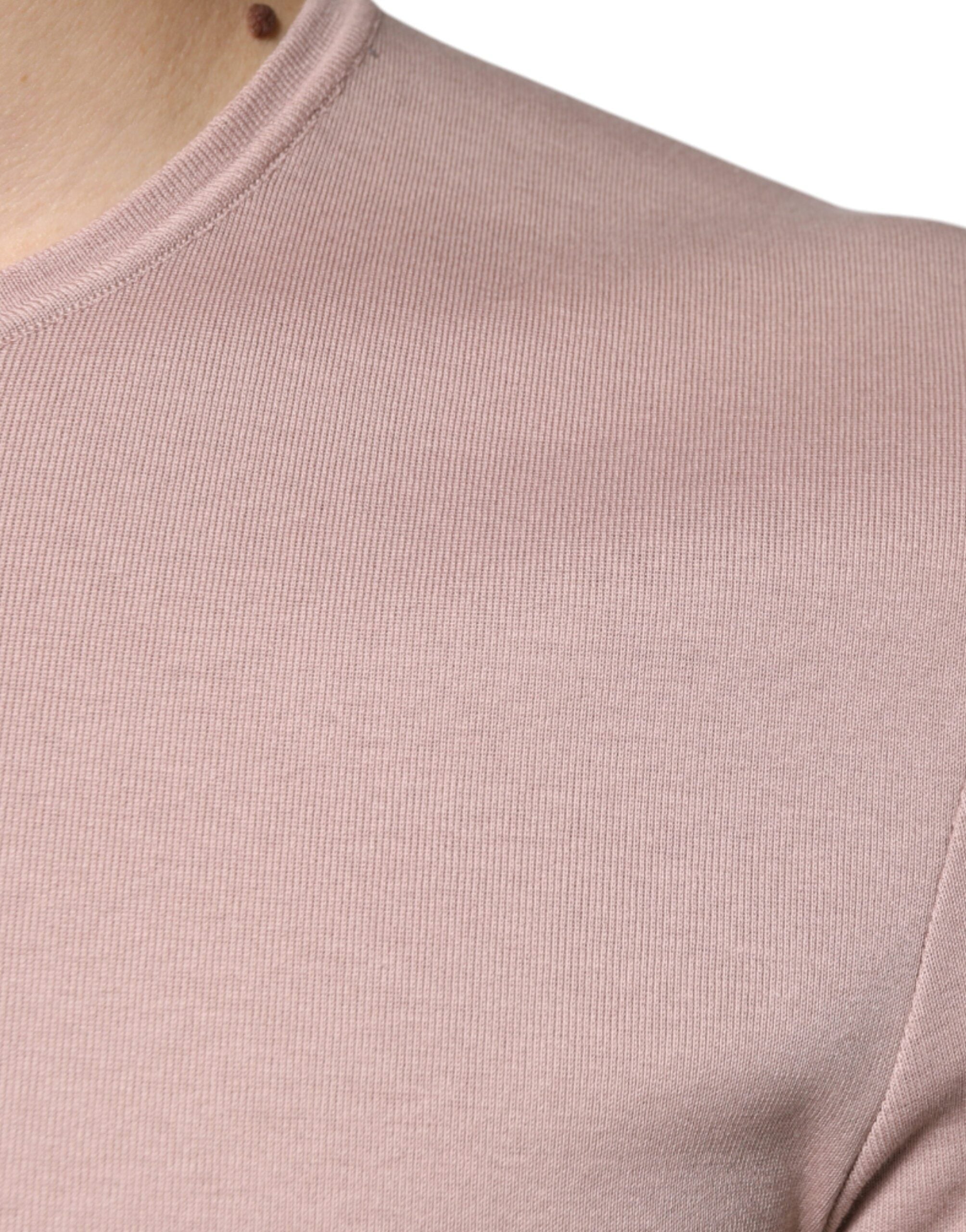 Camiseta de algodón marrón de manga corta y cuello redondo de Dolce & Gabbana-6