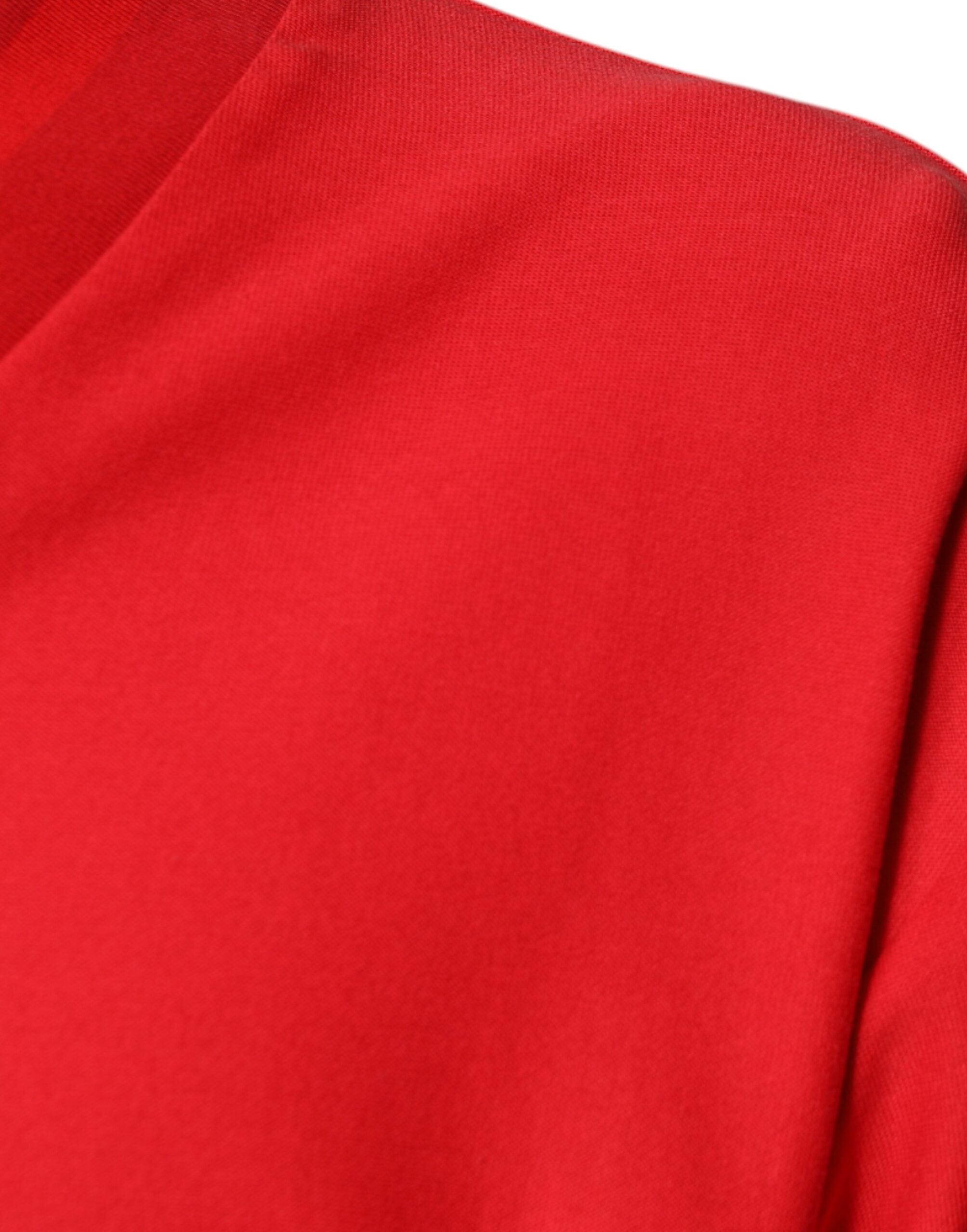 Dolce & Gabbana red cotton T-shirt with V-neck and short sleeves-6