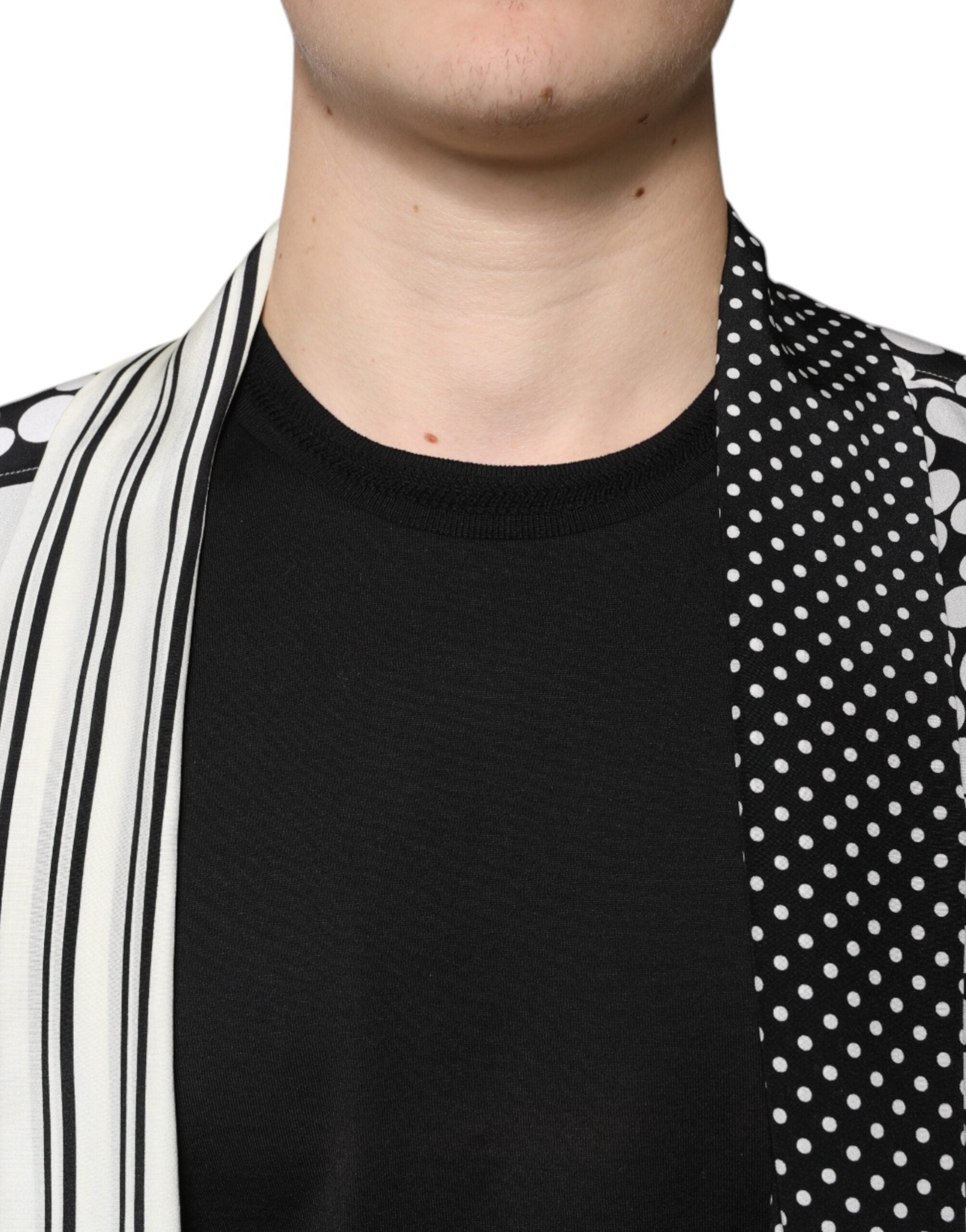 Dolce & Gabbana Schwarz Weiß Polka Dots Seide Männer Freizeithemd-5
