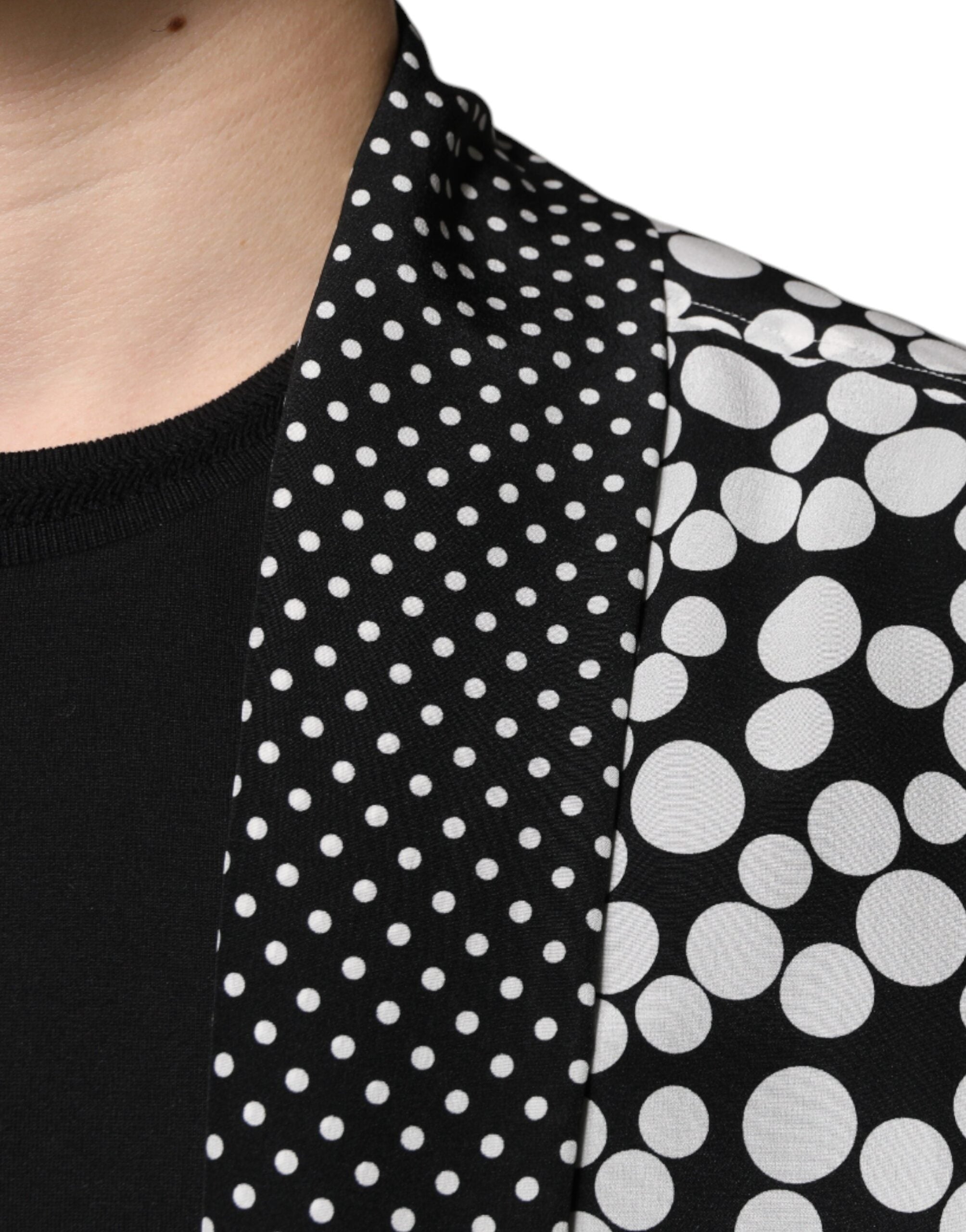 Dolce & Gabbana Schwarz Weiß Polka Dots Seide Männer Freizeithemd-6