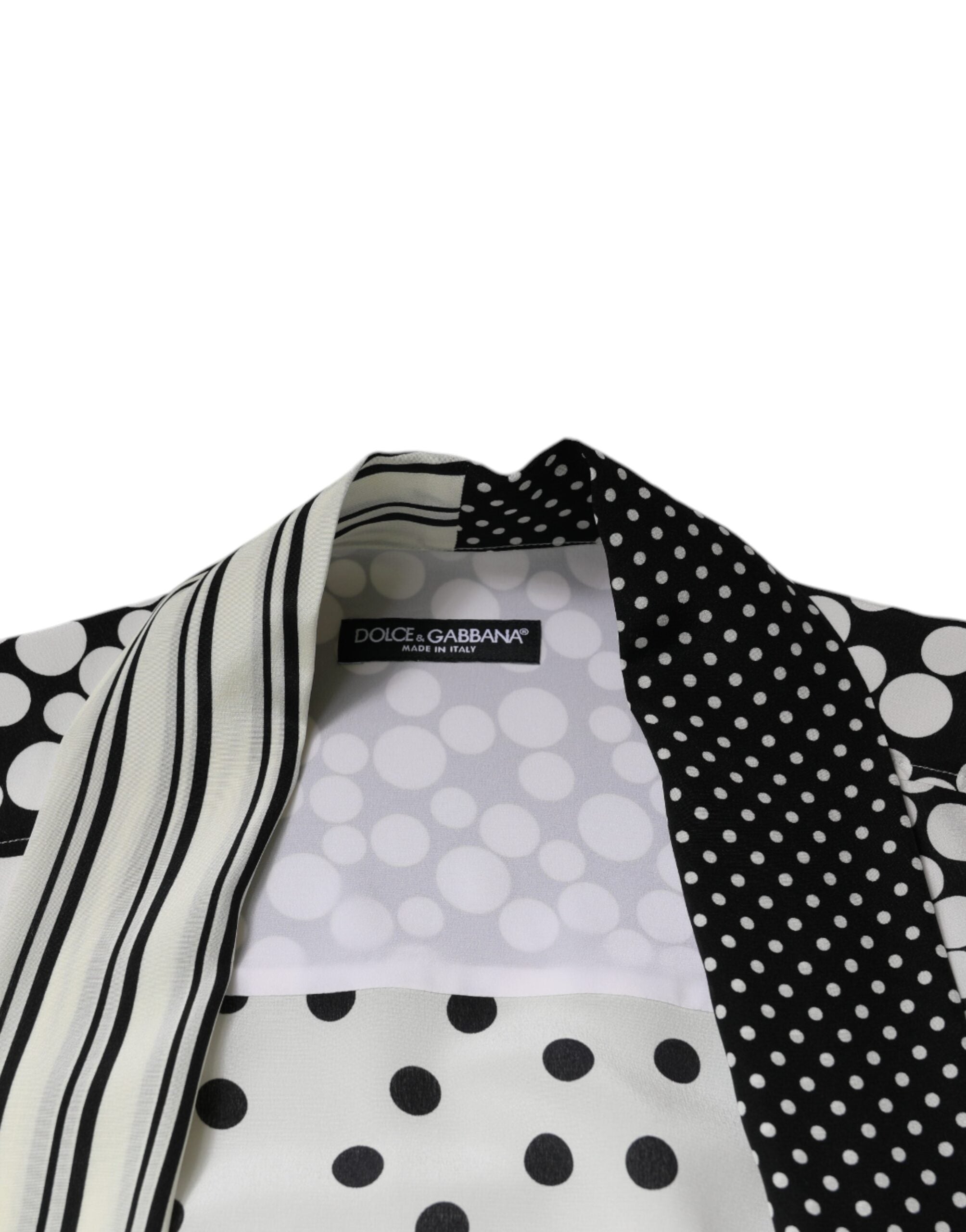 Dolce & Gabbana Schwarz Weiß Polka Dots Seide Männer Freizeithemd-7