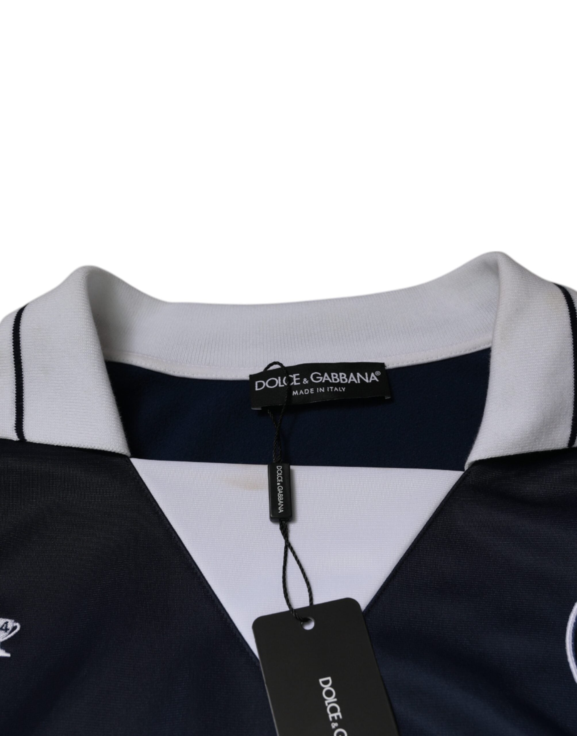 Dolce & Gabbana Blue White Milano Long Sleeve Jersey T-Shirt-7