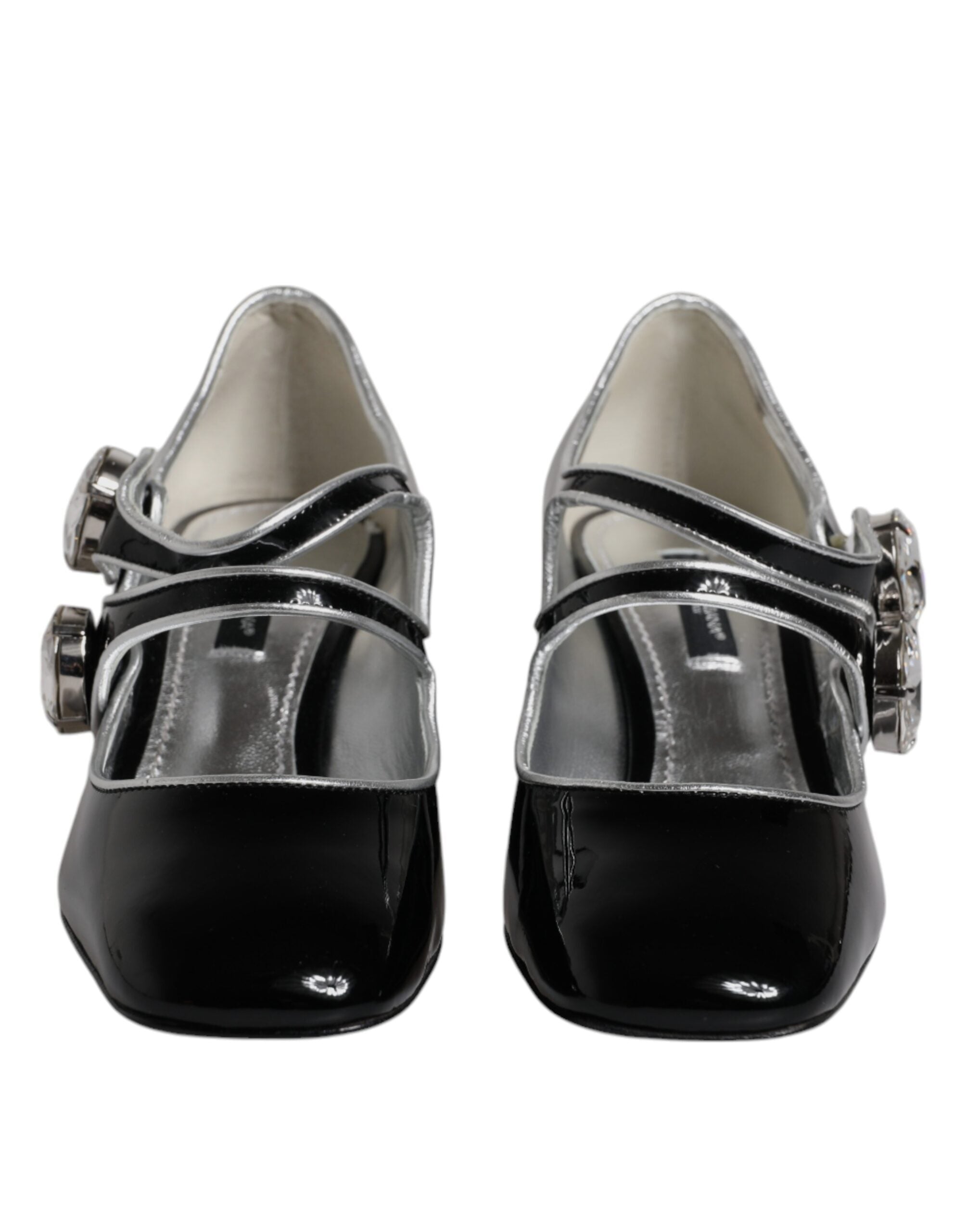 Dolce & Gabbana Black Patent Leather Crystal Mary Jane Pumps Shoes-2