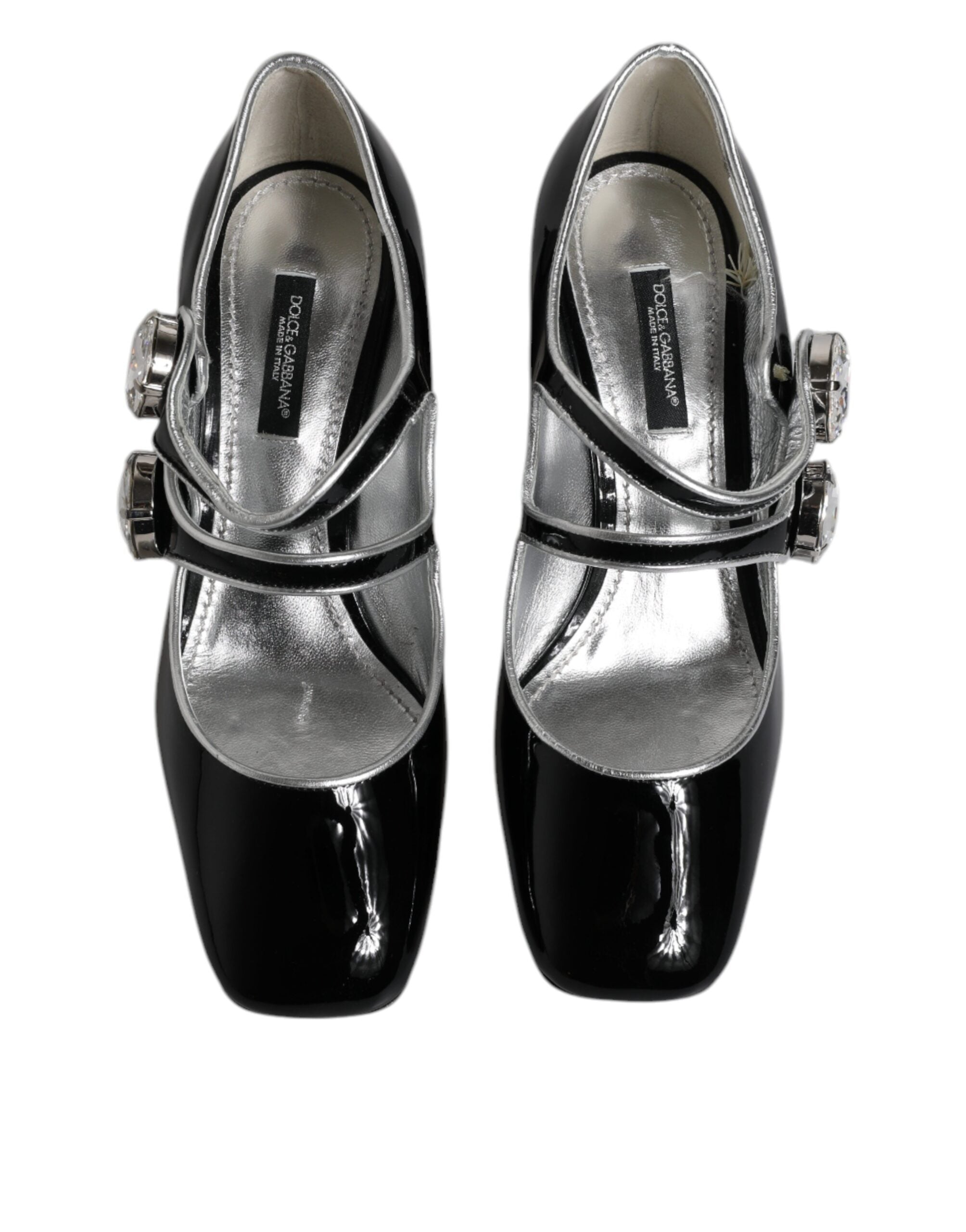 Dolce & Gabbana Black Patent Leather Crystal Mary Jane Pumps Shoes-3
