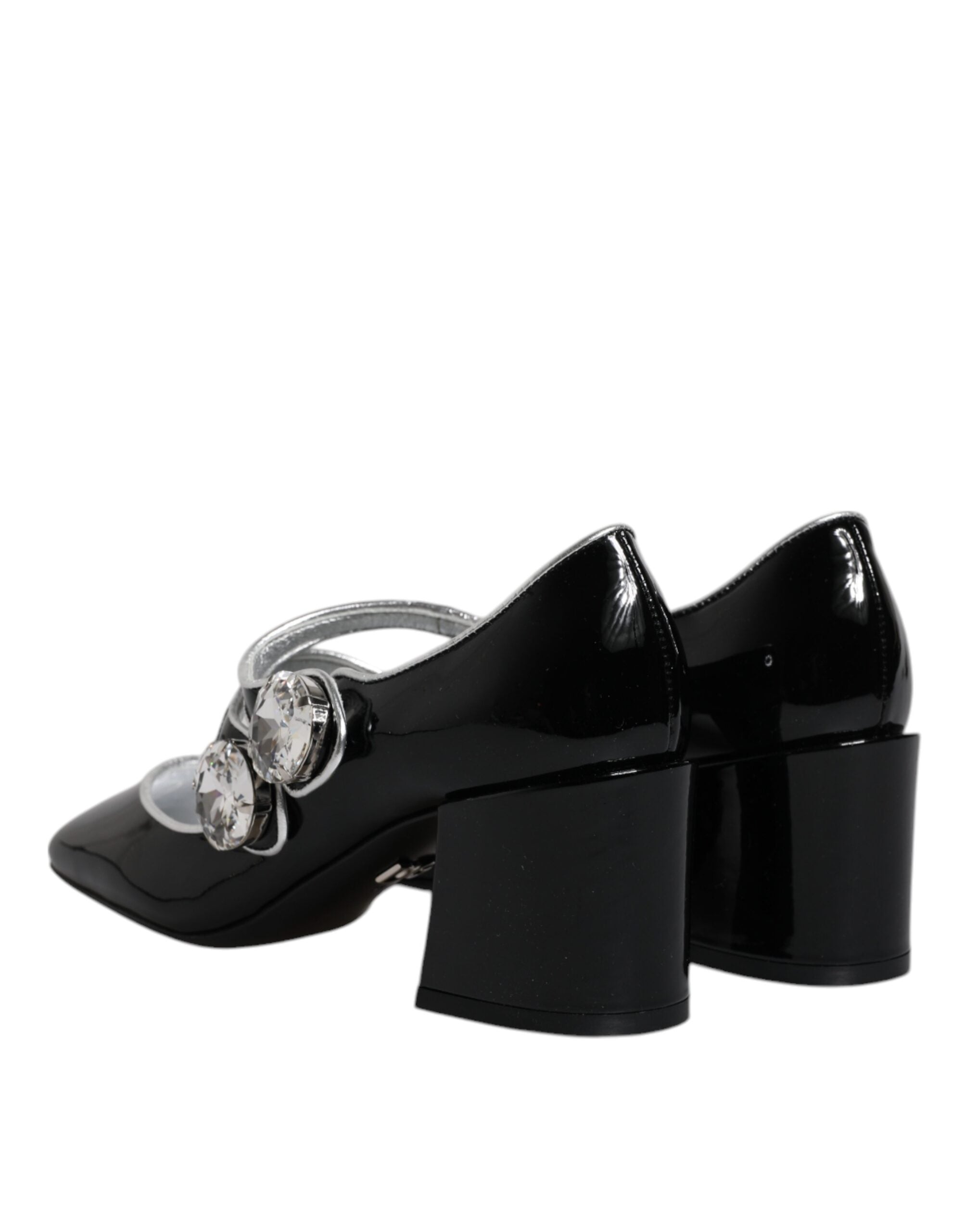 Dolce & Gabbana Black Patent Leather Crystal Mary Jane Pumps Shoes-5