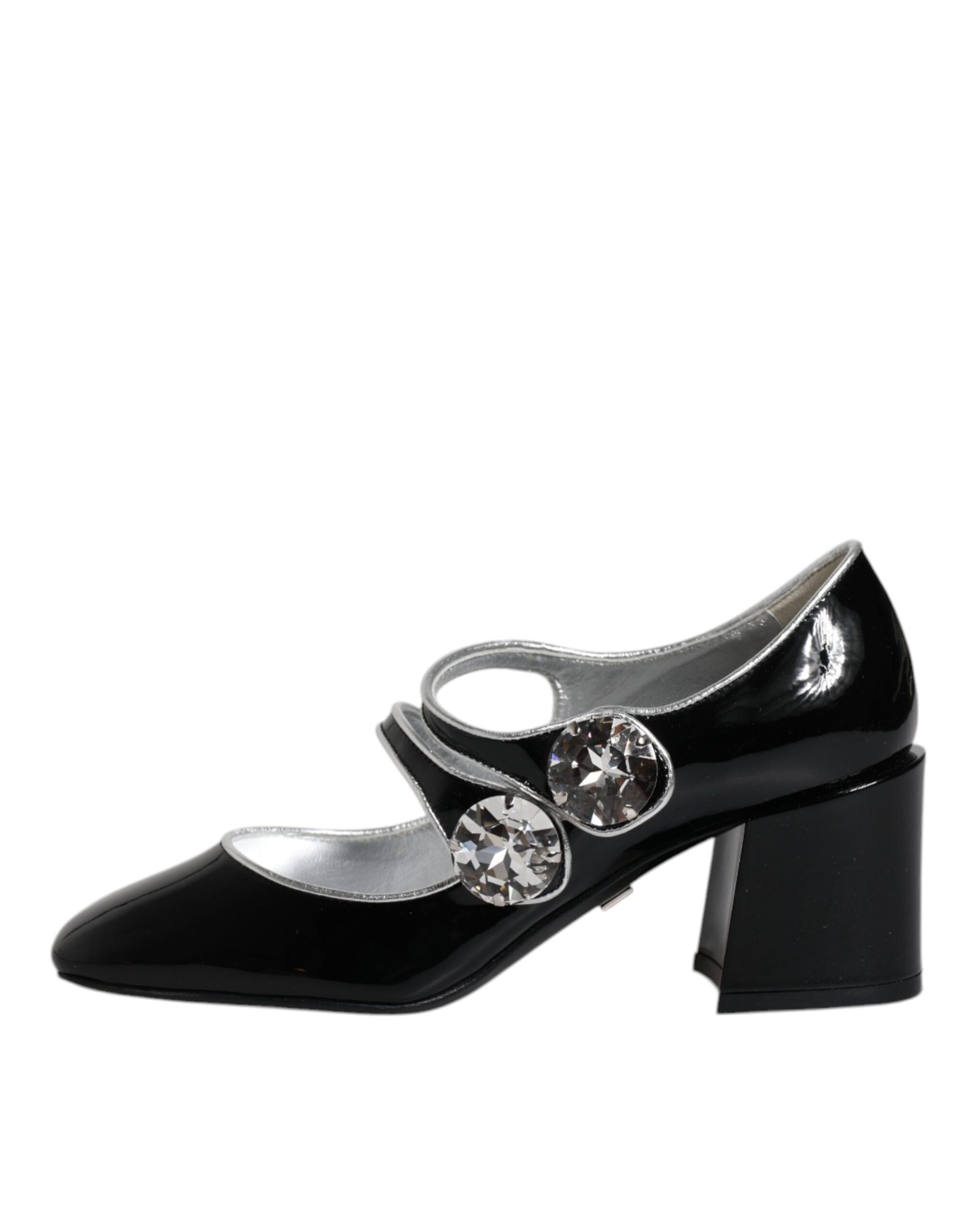 Dolce & Gabbana Black Patent Leather Crystal Mary Jane Pumps Shoes-6