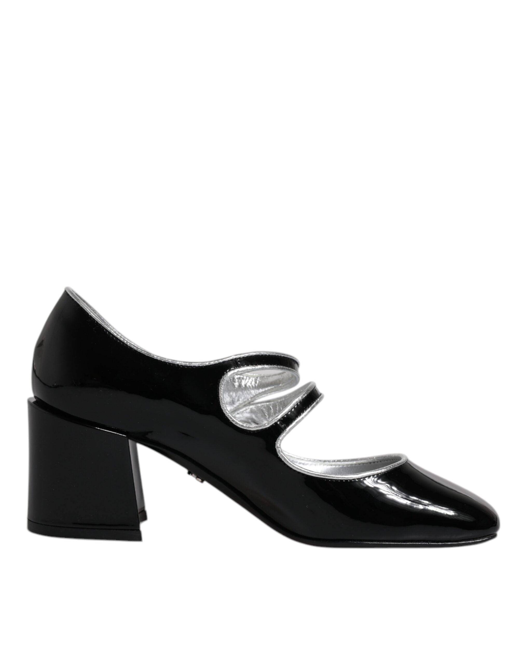 Dolce & Gabbana Black Patent Leather Crystal Mary Jane Pumps Shoes-1