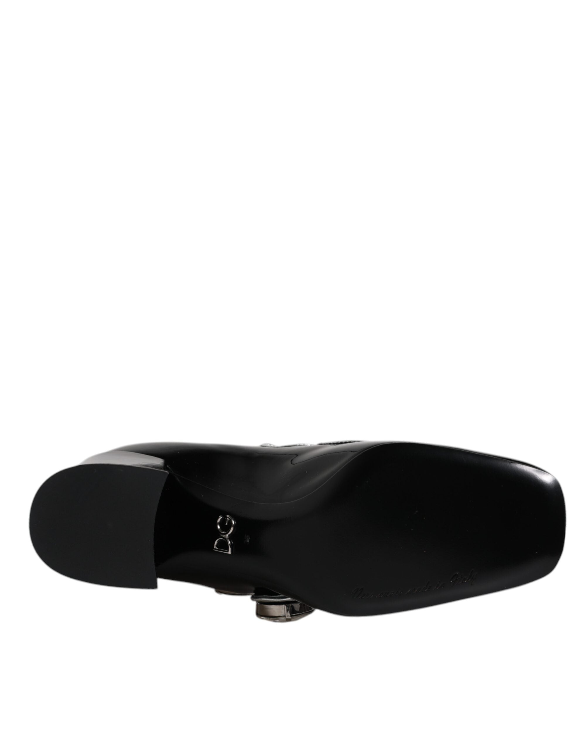 Dolce & Gabbana Black Patent Leather Crystal Mary Jane Pumps Shoes-8