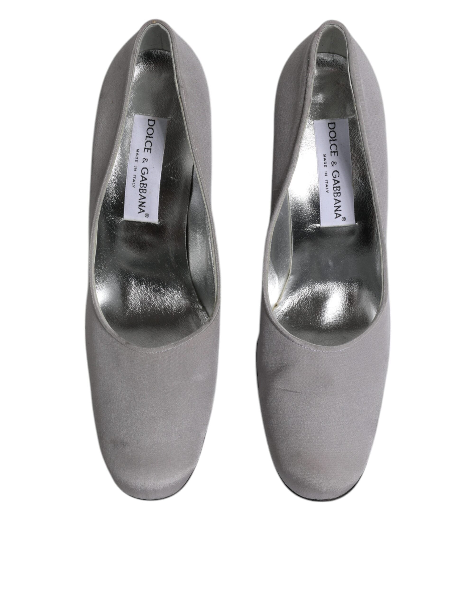 Dolce & Gabbana Grey Suede Leather High-Heeled Pumps Shoes-3