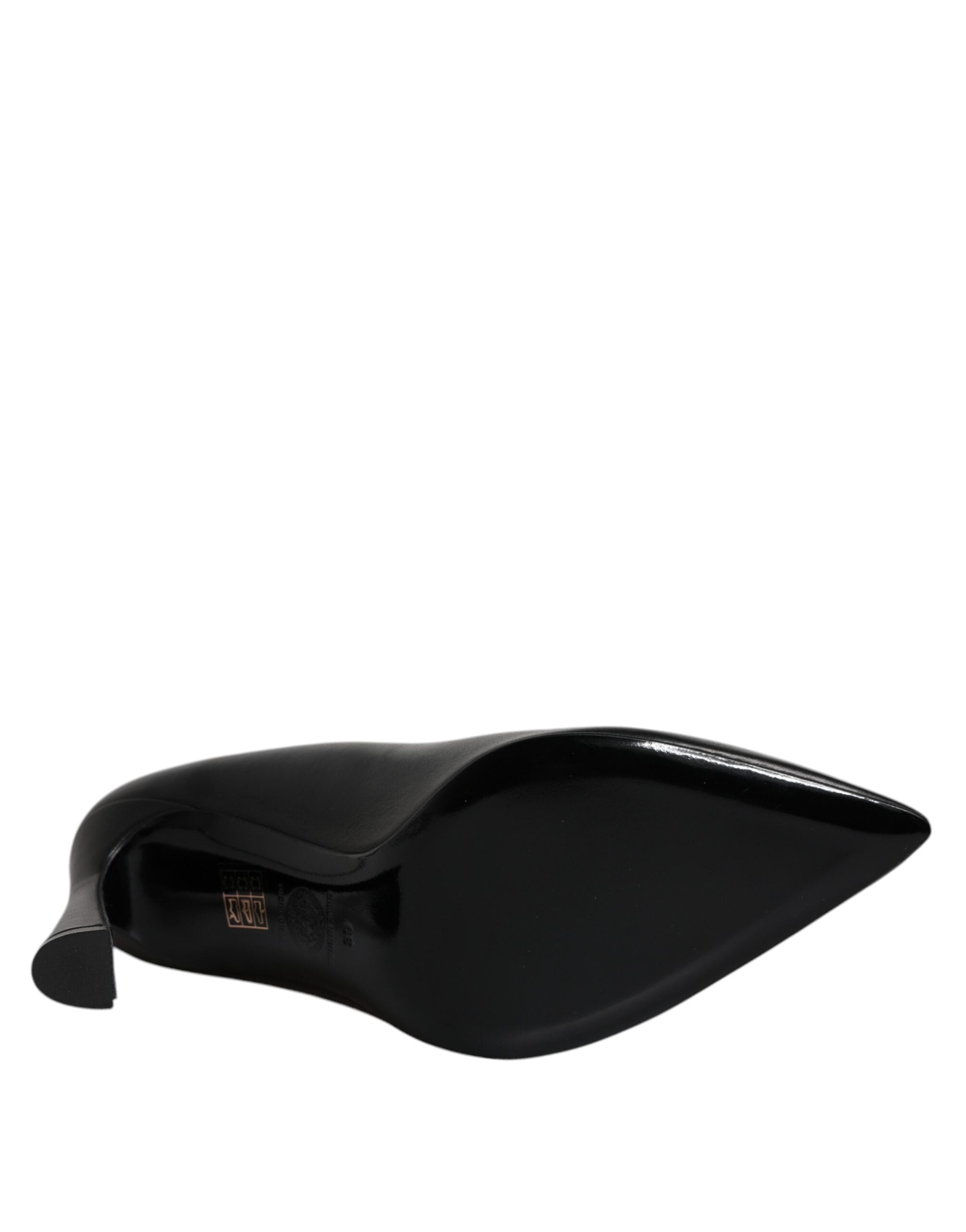 Versace Schwarz Leder Logo Plaque High Heels Pumps Schuhe-6