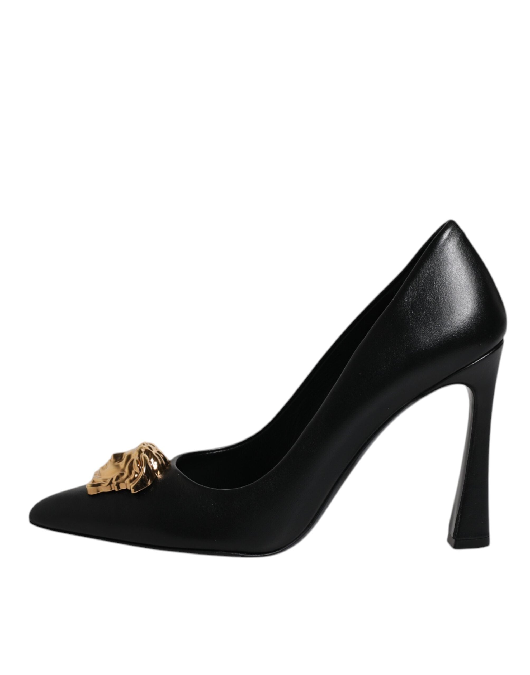 Versace Schwarz Leder Logo Plaque High Heels Pumps Schuhe-8