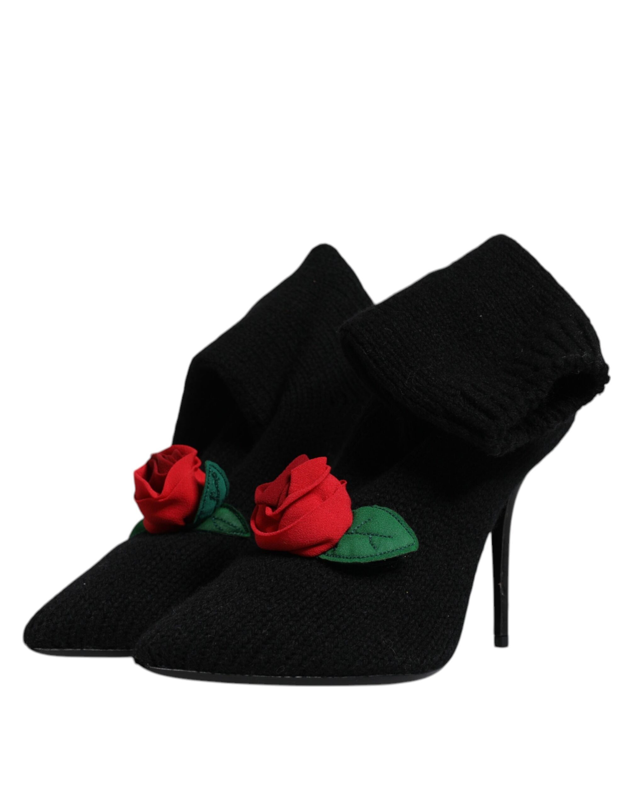 Botas negras de tacón de aguja a media pantorrilla de Dolce & Gabbana-4