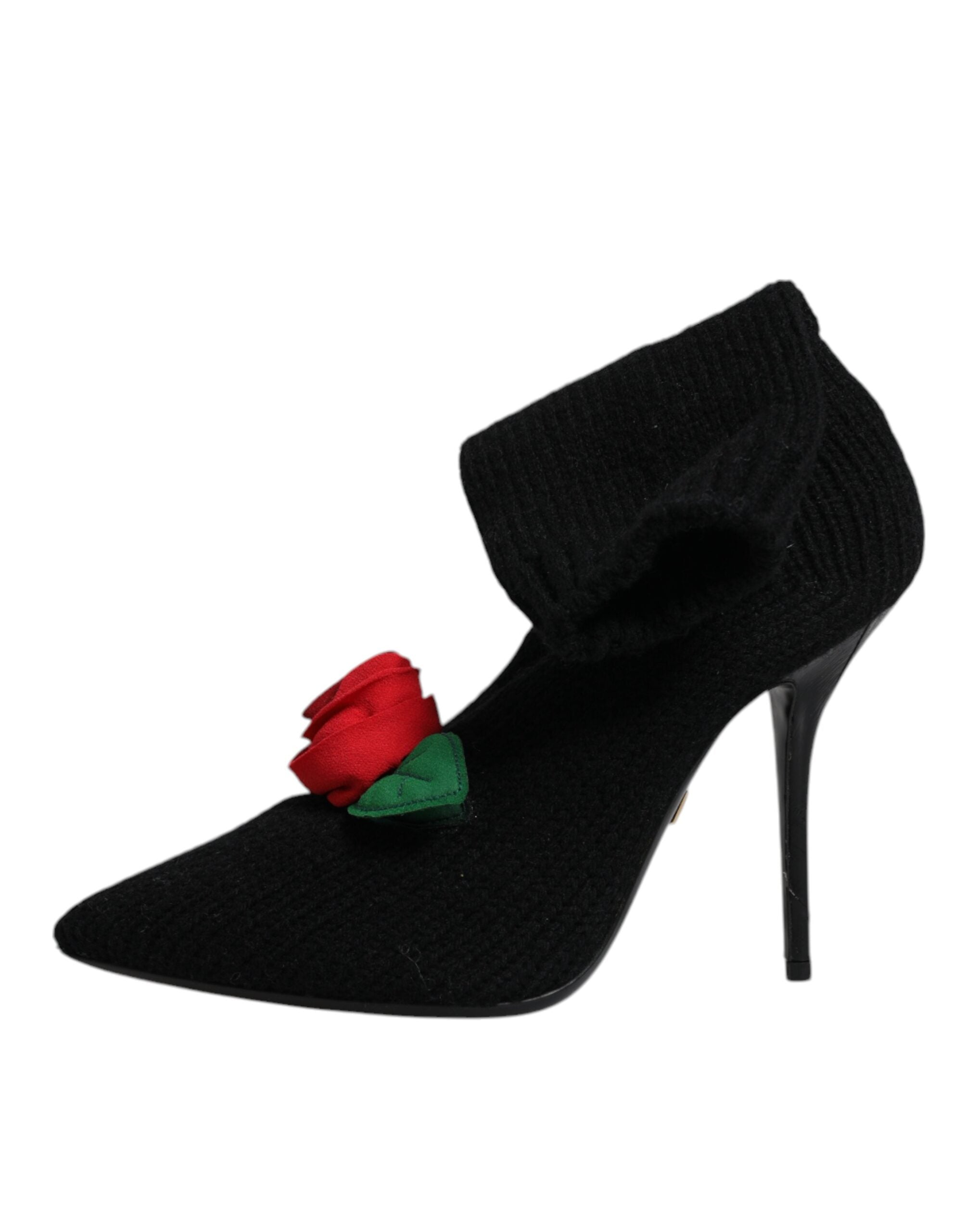 Botas negras de tacón de aguja a media pantorrilla de Dolce & Gabbana-6