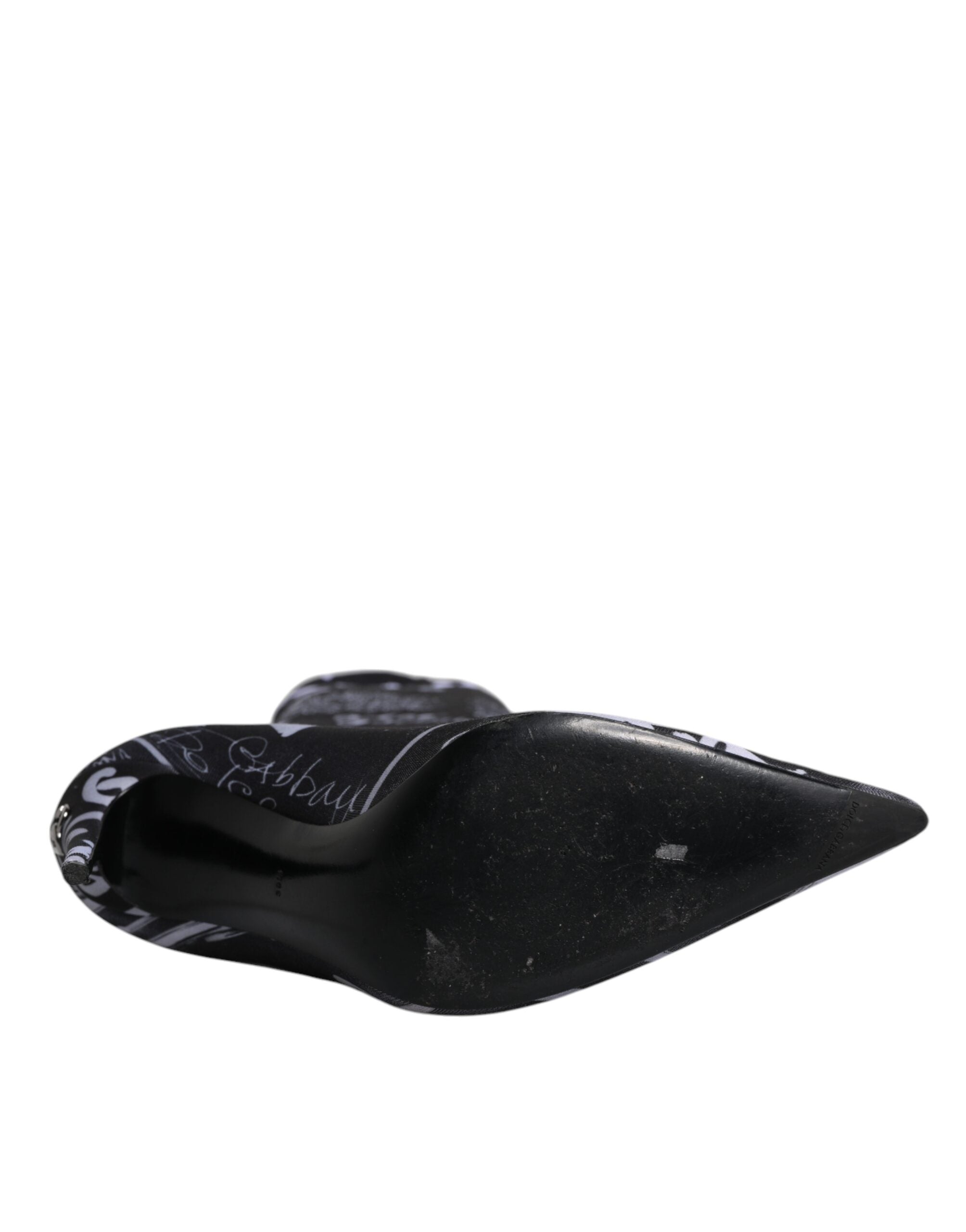 Dolce & Gabbana Schwarz Logo Stretch Heels Hohe Stiefel Schuhe-8