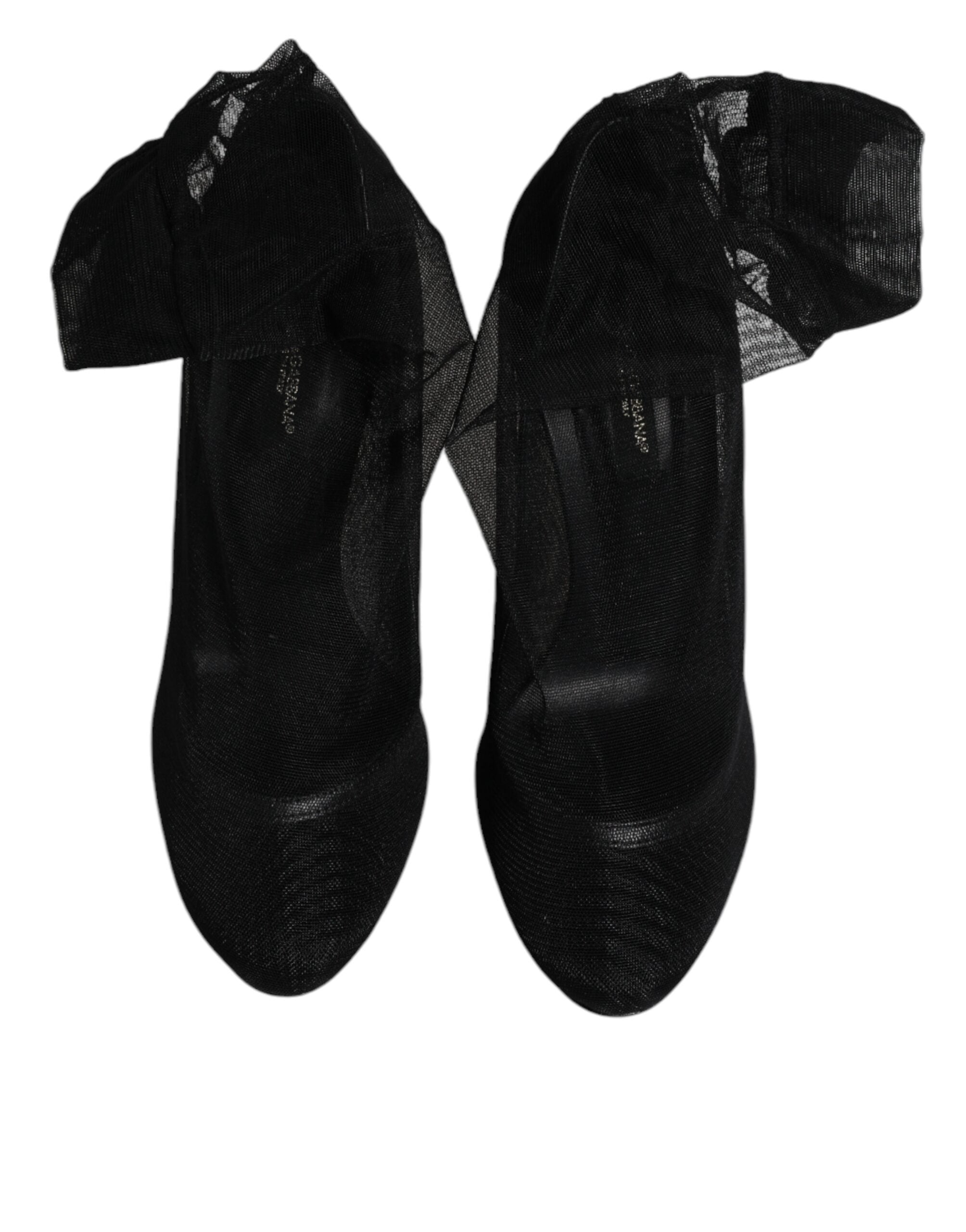 Dolce & Gabbana Black Nylon Mesh Sock Style Boots Shoes-3