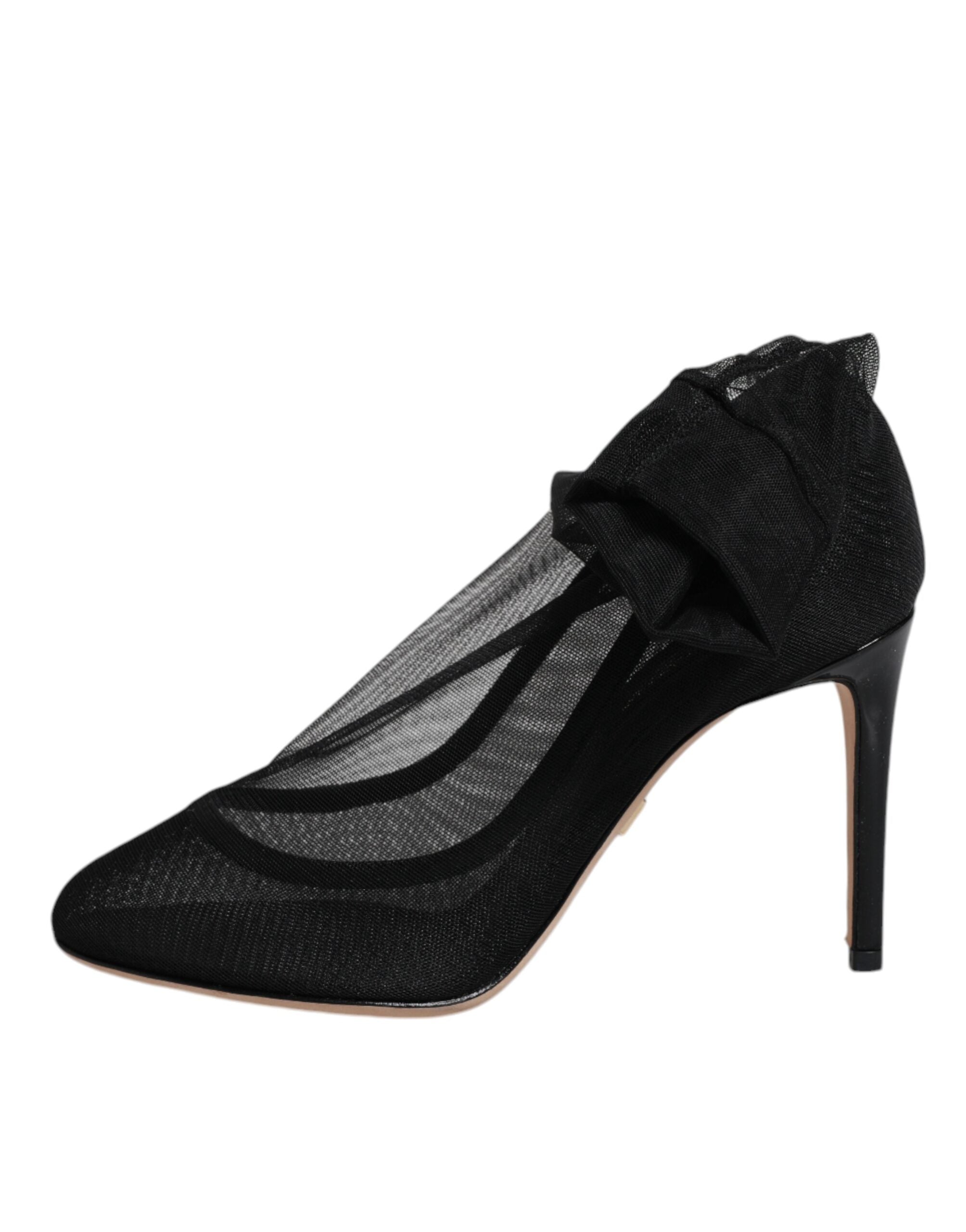 Dolce & Gabbana Black Nylon Mesh Sock Style Boots Shoes-6