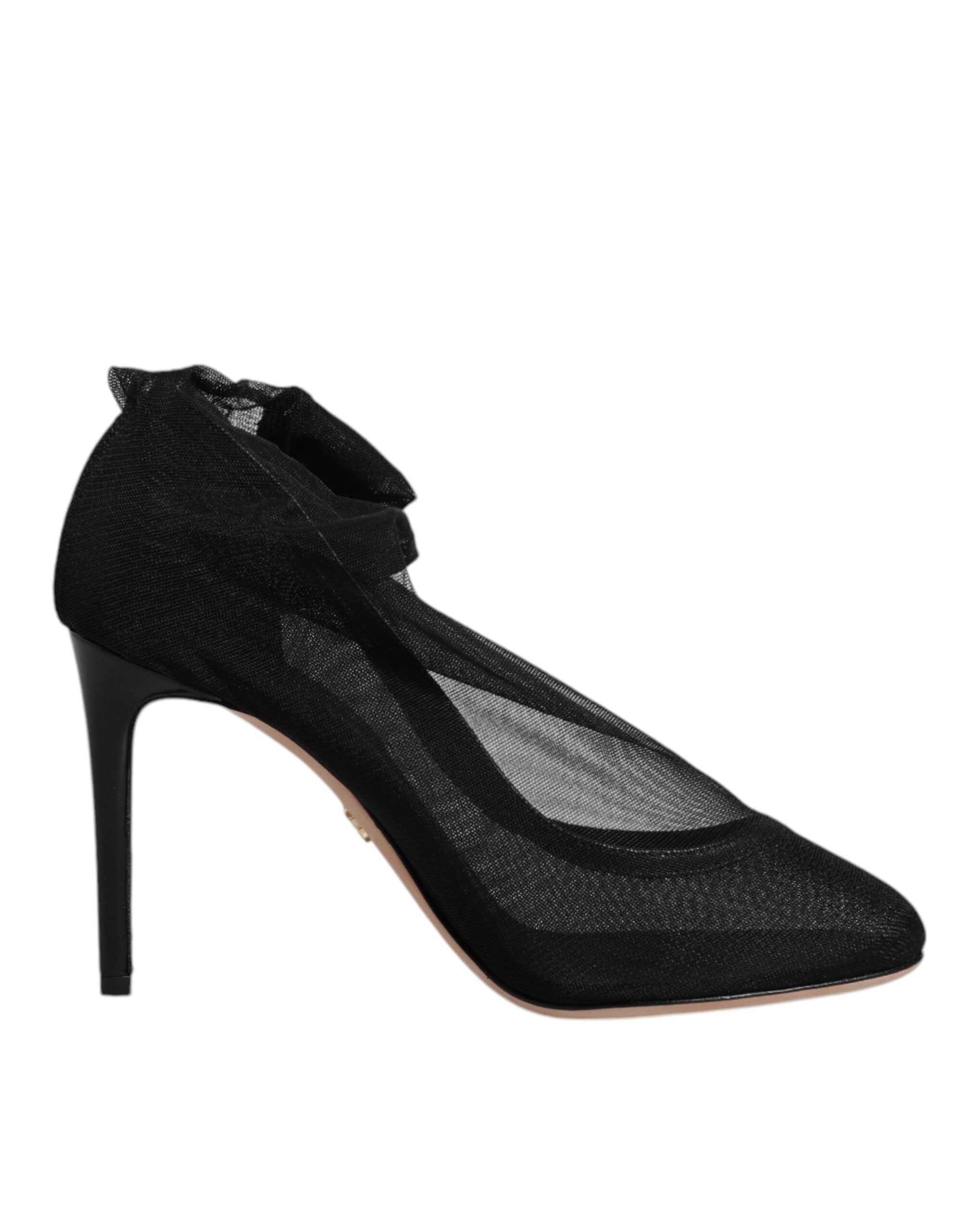 Dolce & Gabbana Black Nylon Mesh Sock Style Boots Shoes-1