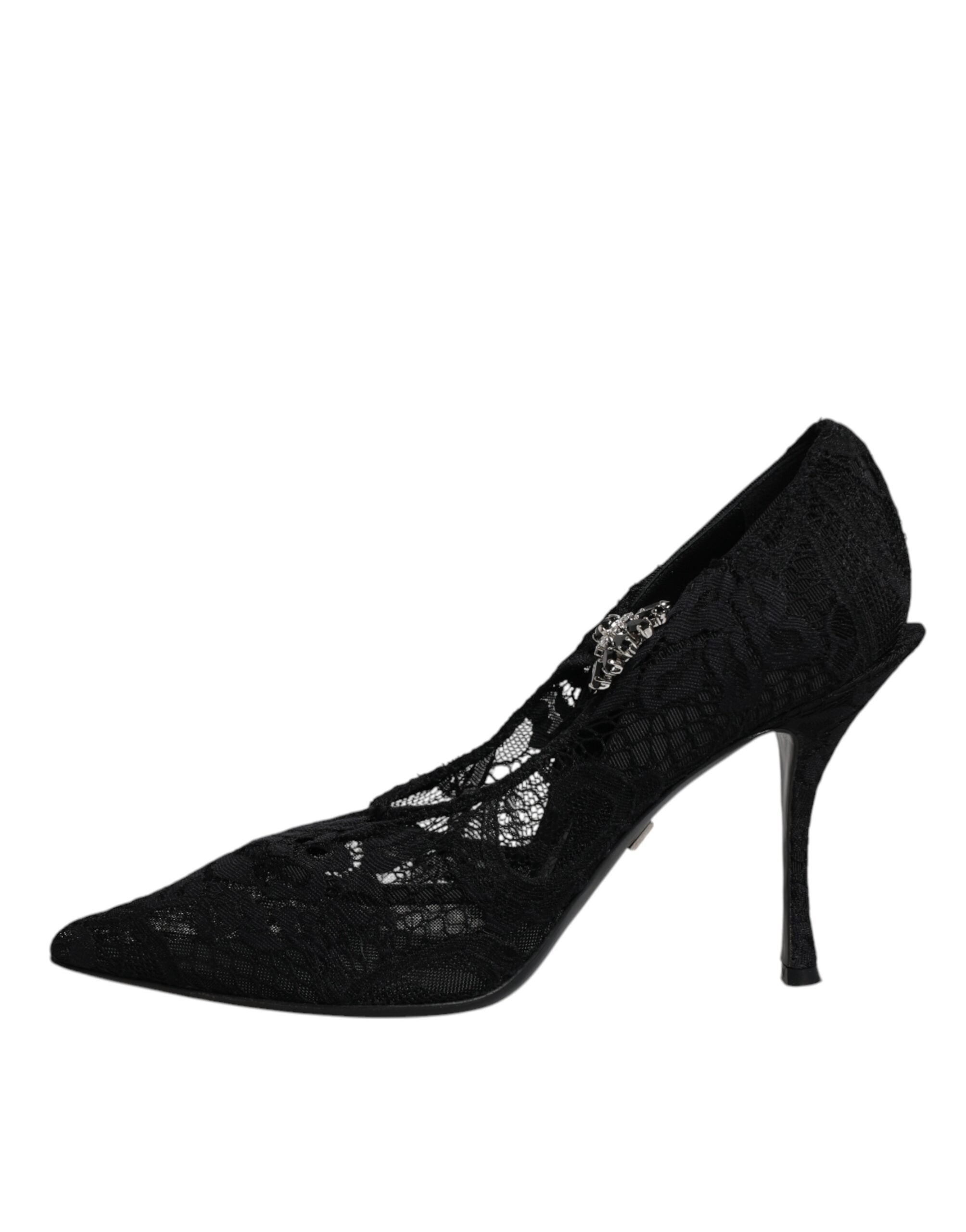 Dolce & Gabbana Black Lace Crystal Mary Jane Pumps Shoes-6