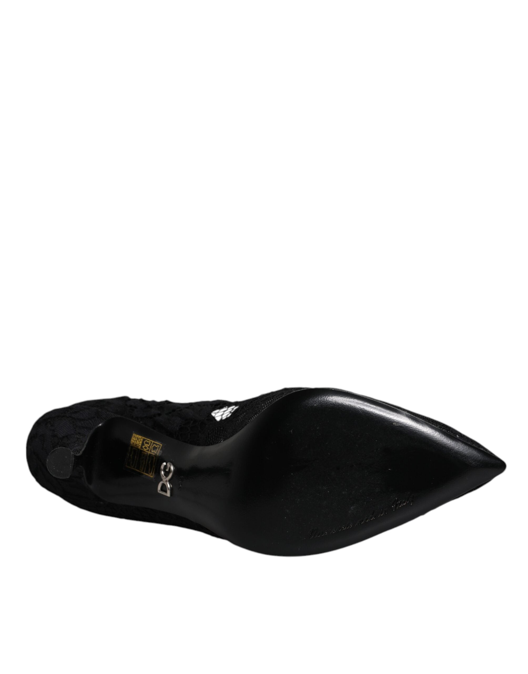 Dolce & Gabbana Black Lace Crystal Mary Jane Pumps Shoes-8